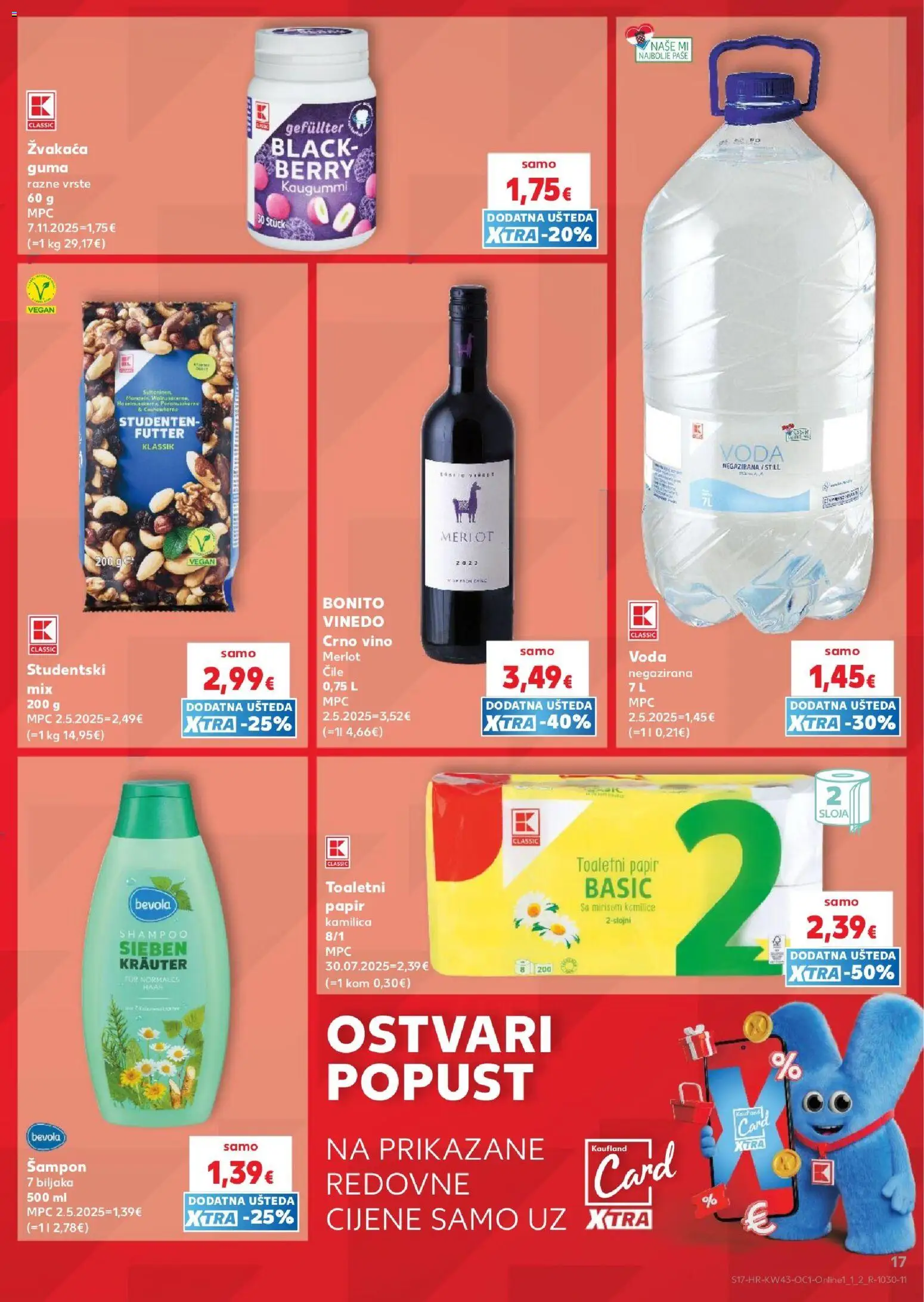 Kaufland katalog | vrijedi od 21.10.2026 | Stranica: 17 | Proizvodi: Crno vino, Voda, Toaletni papir, Žvakaća guma