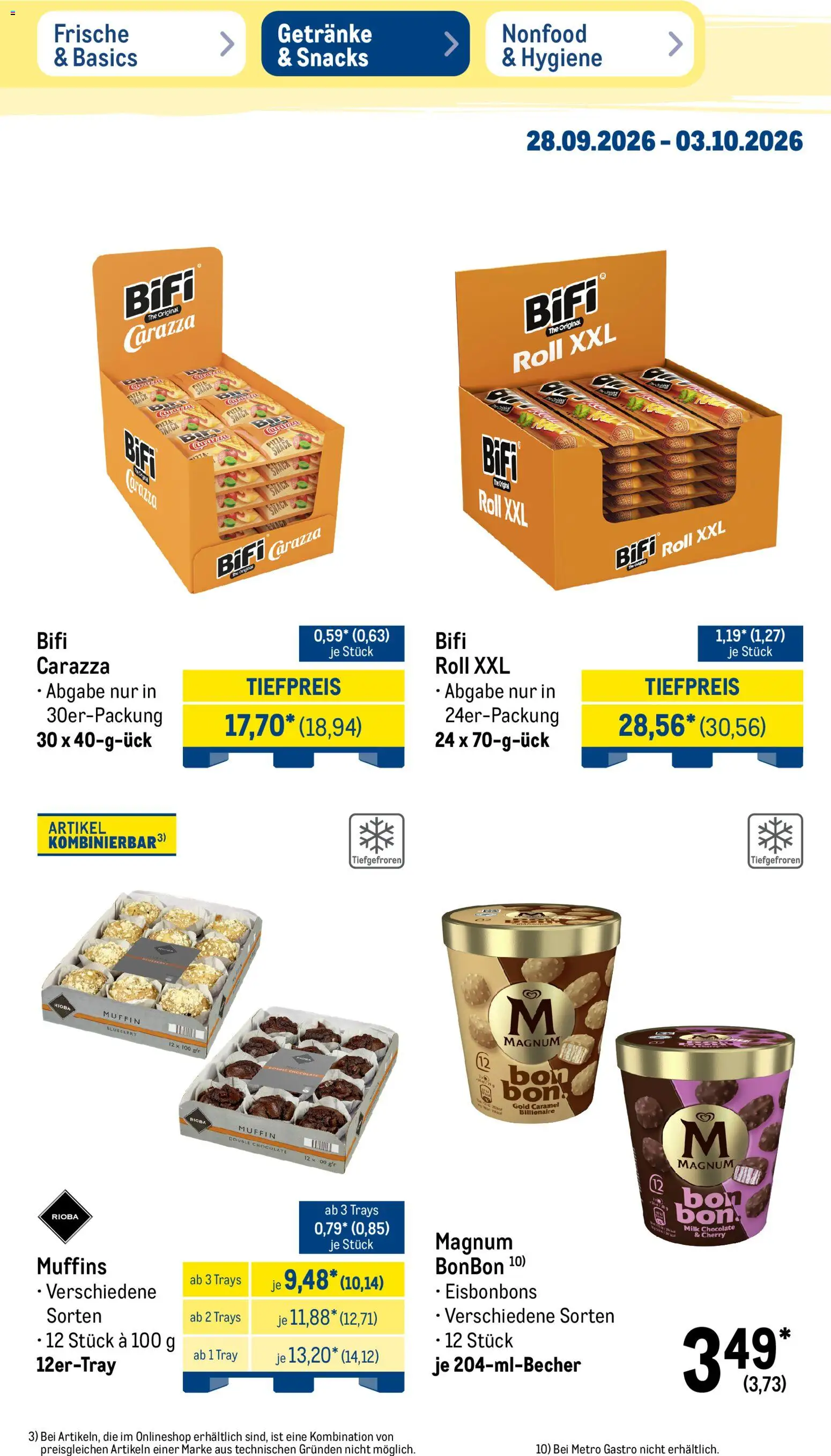 Metro NonFood-Angebote – gültig ab 28.09.2026 | Seite: 28 | Produkte: Bifi, Pizza