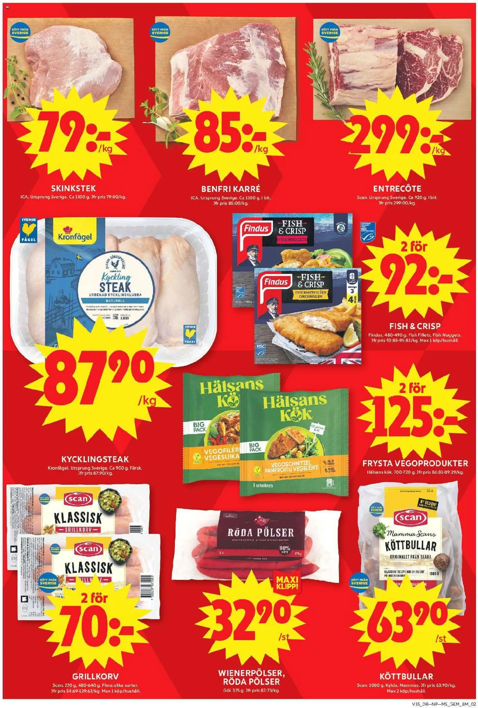 ICA Maxi reklamblad aktuell från 24/08/2026 | Sida: 3 | Produkter: Kycklingklubba, Köttbullar, Entrecote, Kött
