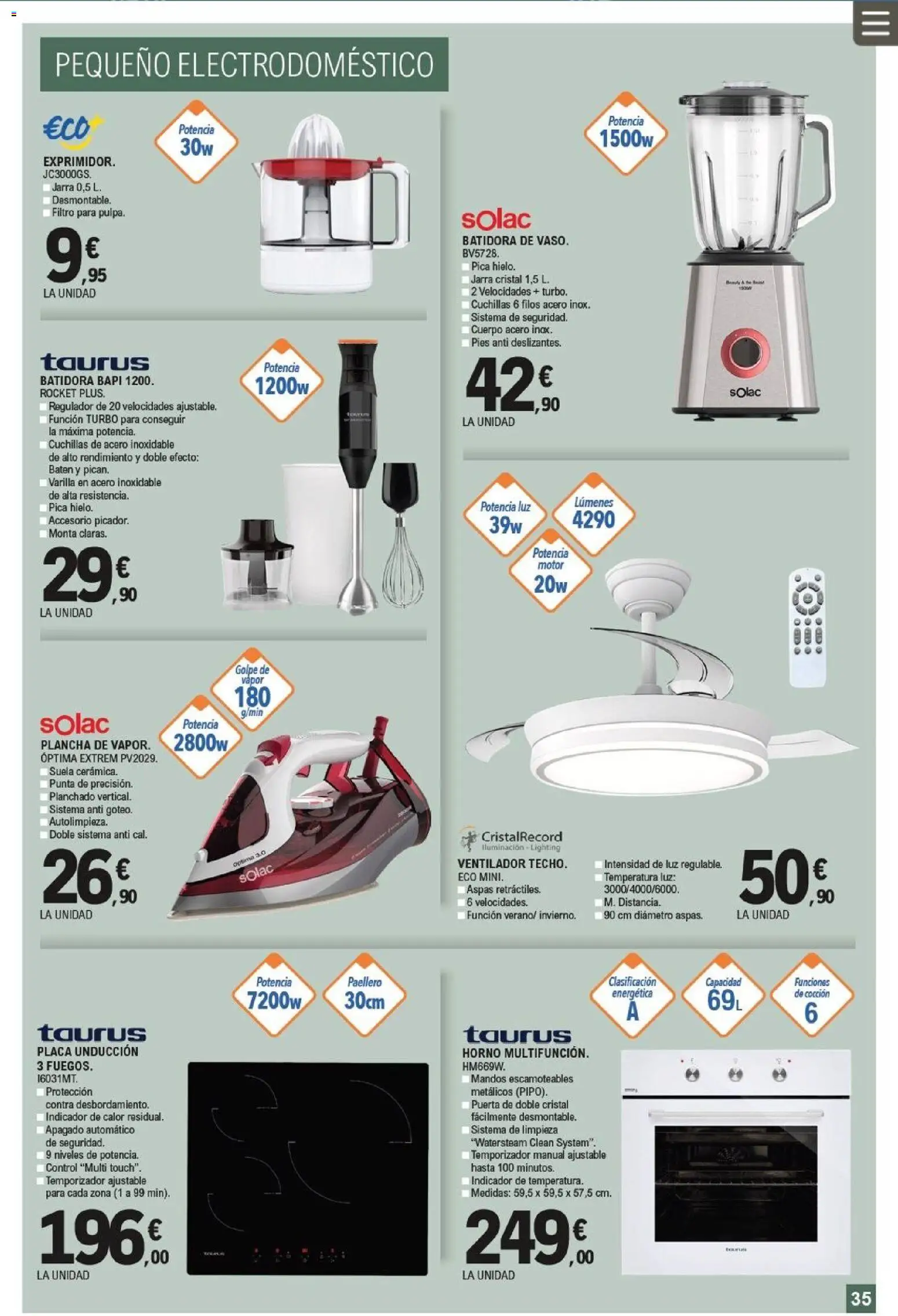 E.Leclerc Miranda de Ebro │ válido desde el 17/07/2026 | Página: 35 | Productos: Horno, Plancha, Ventilador, Galette de chaise