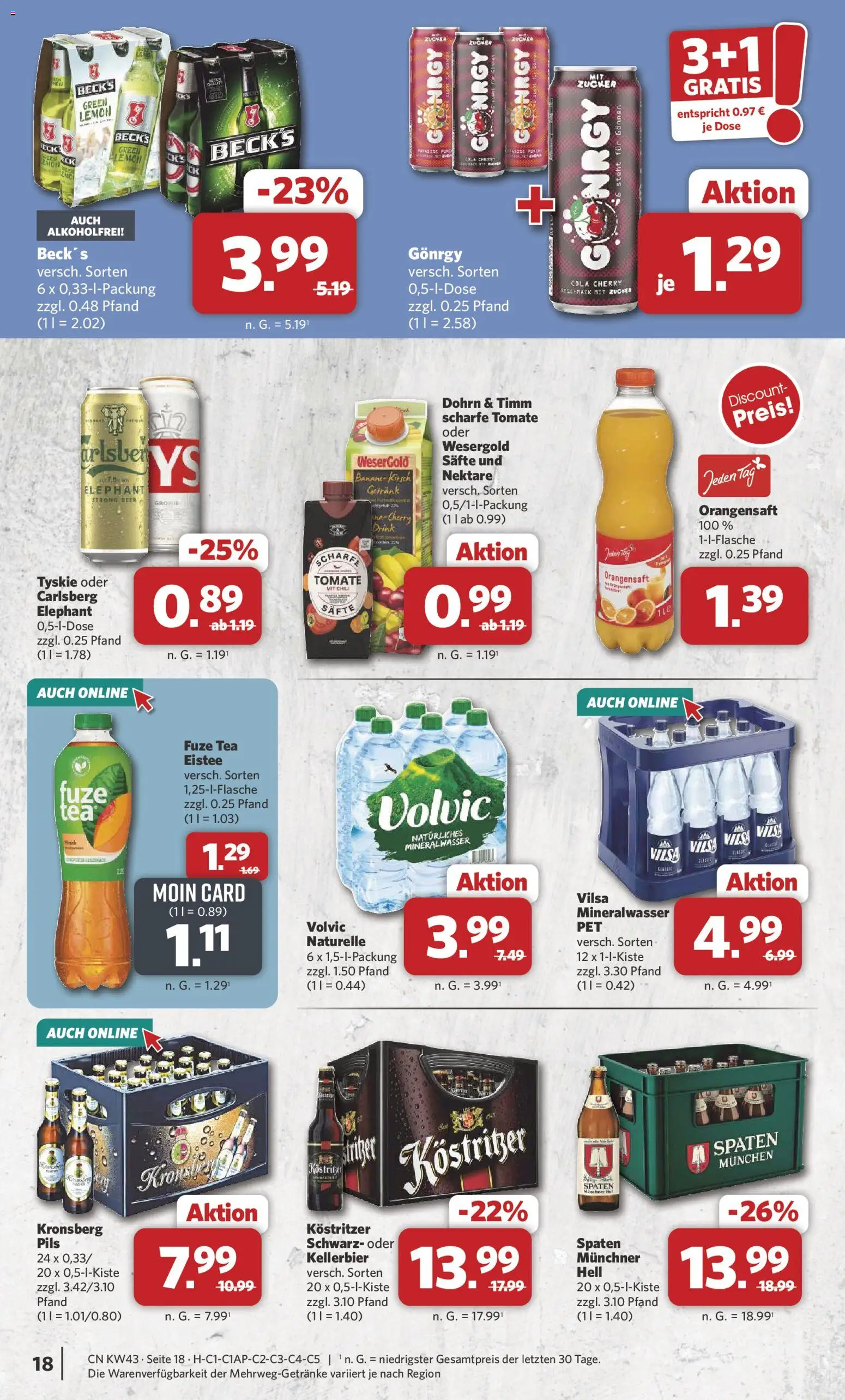Combi Prospekt – gültig ab 19.10.2026 | Seite: 18 | Produkte: Fuze tea, Tyskie, Mineralwasser, Zucker