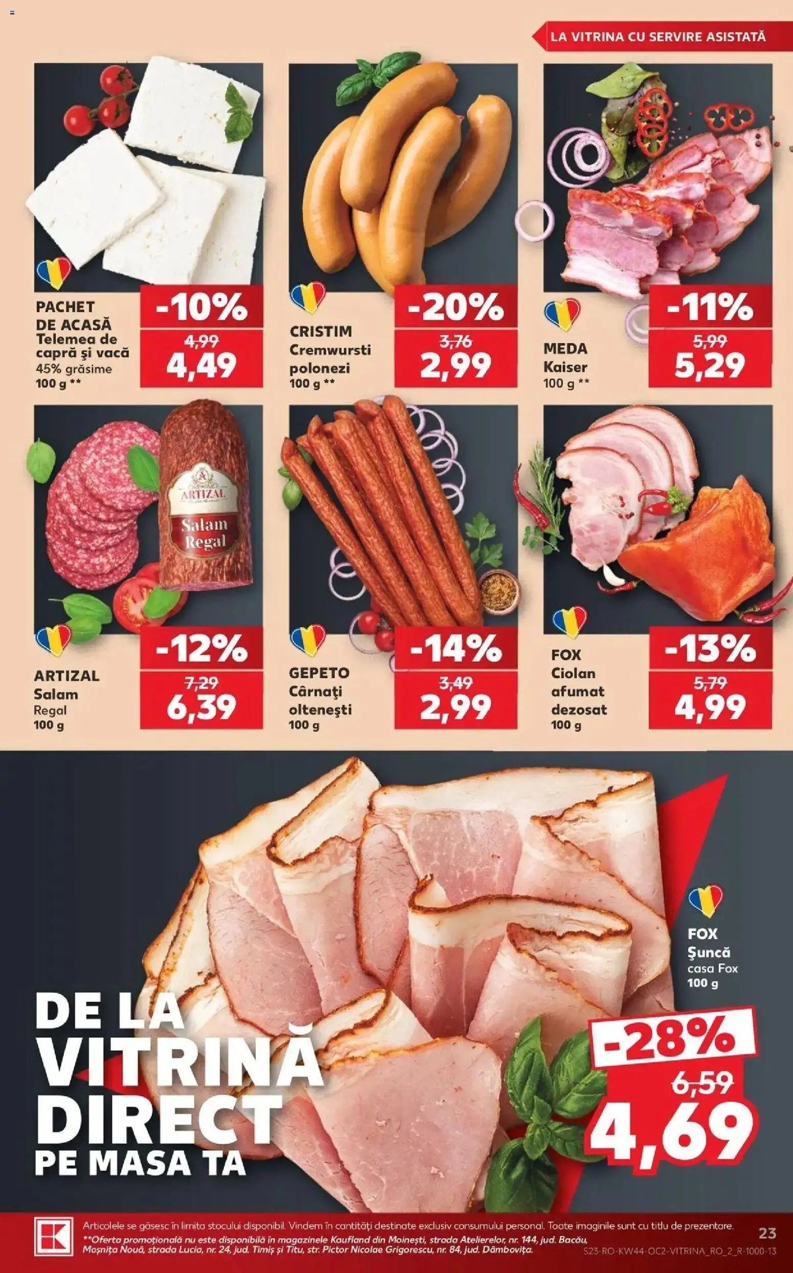 Kaufland Iași 28.10.2026 - Revista si Oferta | Pagină: 23 | Produse: Masă, Vitrină, Salam, Cârnați