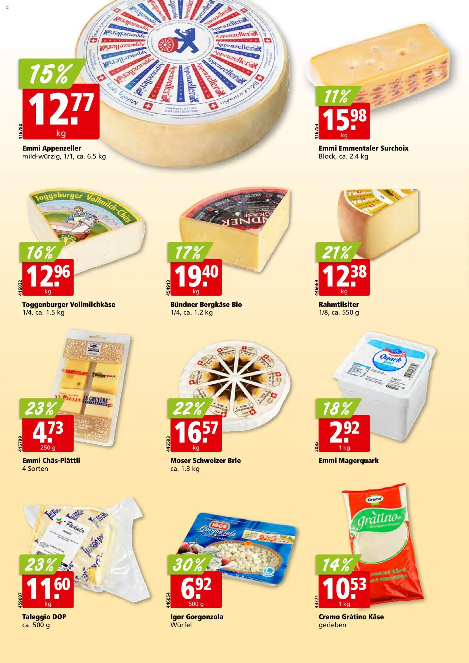 Aligro aktionen Schlieren, Gossau SG, Frauenfeld, Rapperswil-Jona, Sargans, Bern – gültig ab 20.07.2026 | Seite: 16 | Produkte: Quark, Käse, Creme