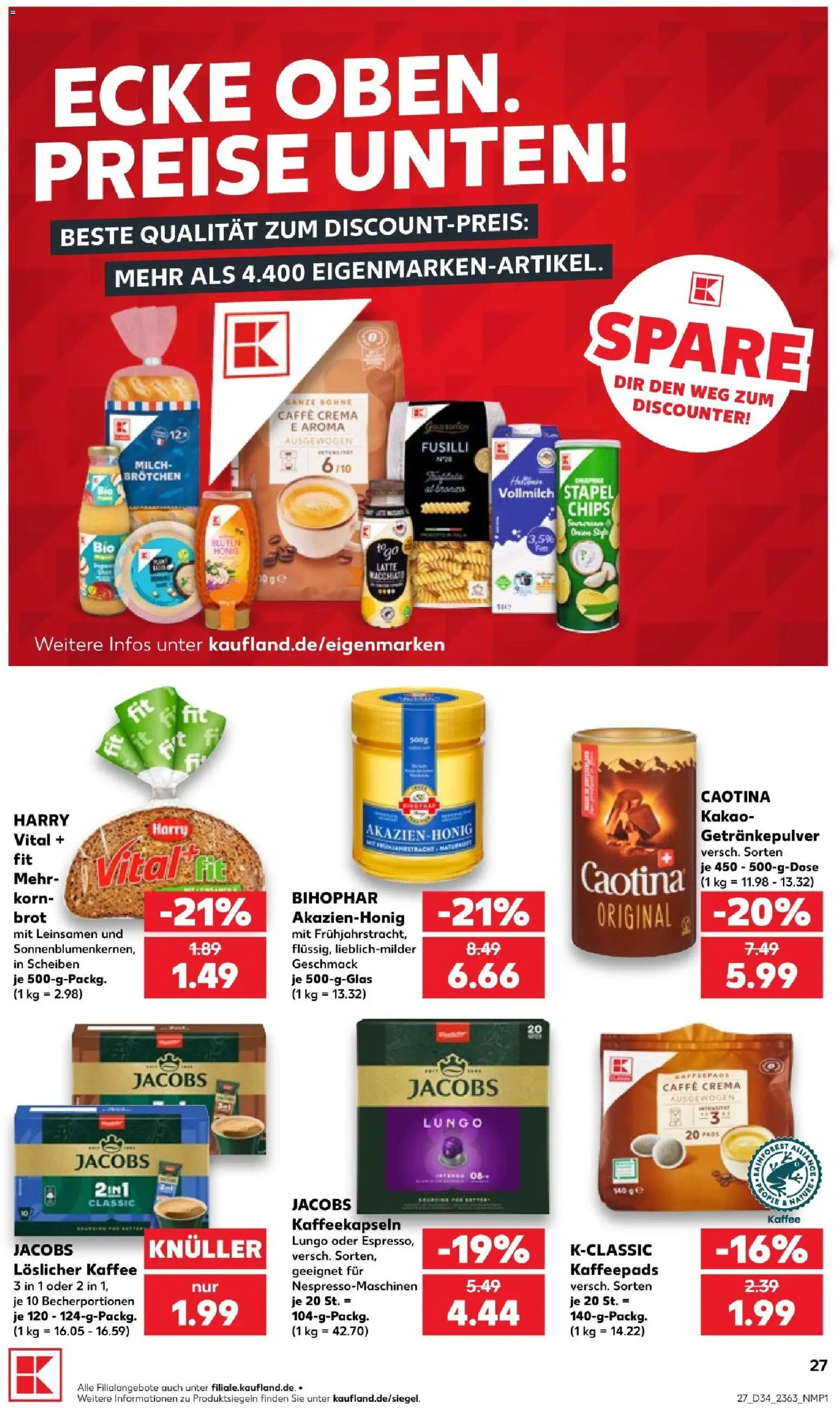 Kaufland Prospekt Bremen – gültig ab 20.08.2026 | Seite: 29 | Produkte: Milch, Kaffee, Brot, Chips