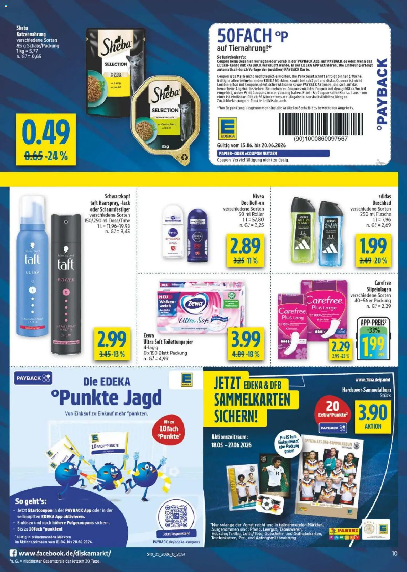 Diska Prospekt – gültig ab 15.06.2026 | Seite: 14 | Produkte: Sheba, Zewa, Haarspray, Toilettenpapier