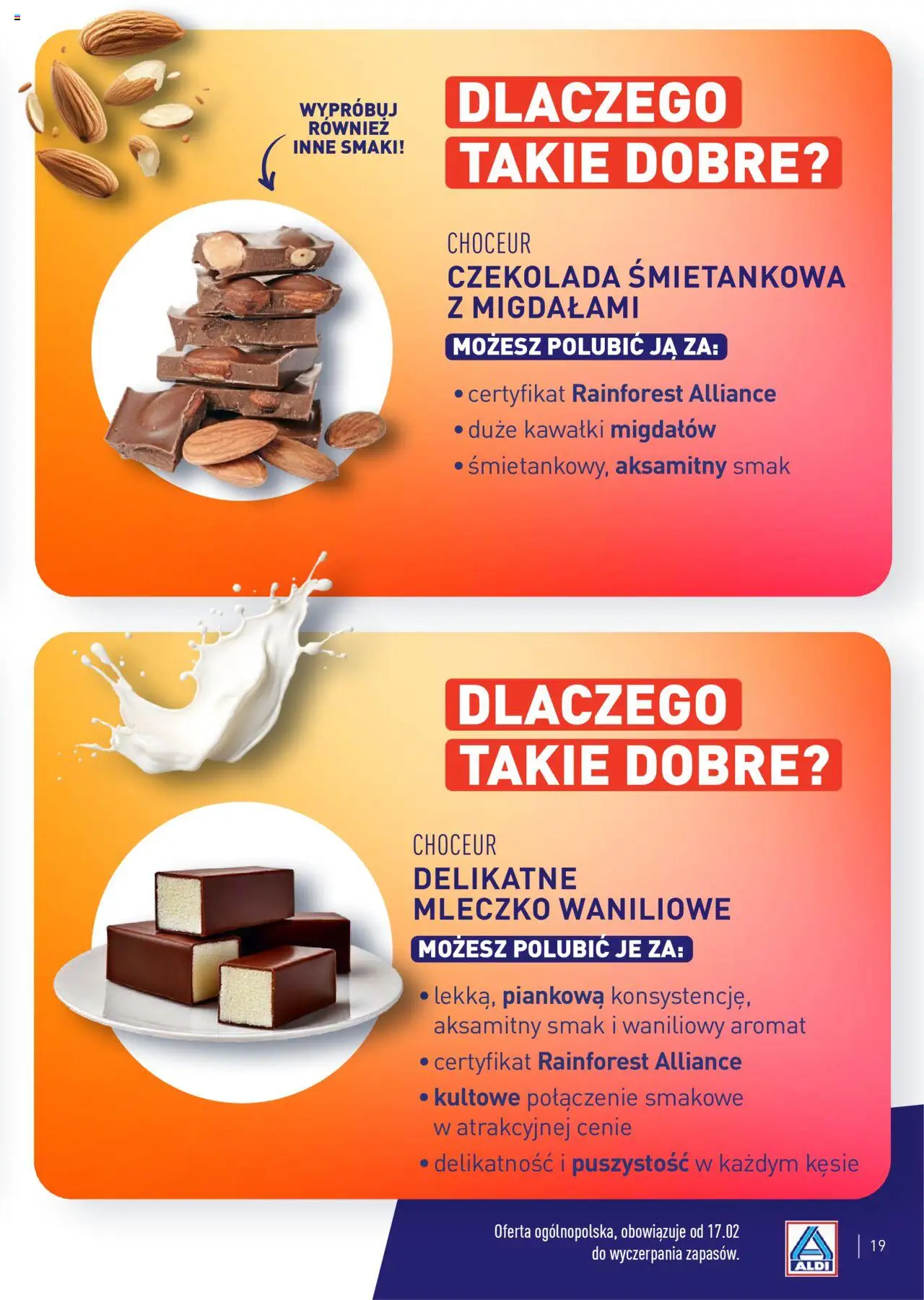 Aldi Gazetka - Wielki test od 17.02.2025 | Strona: 19 | Produkty: Czekolada