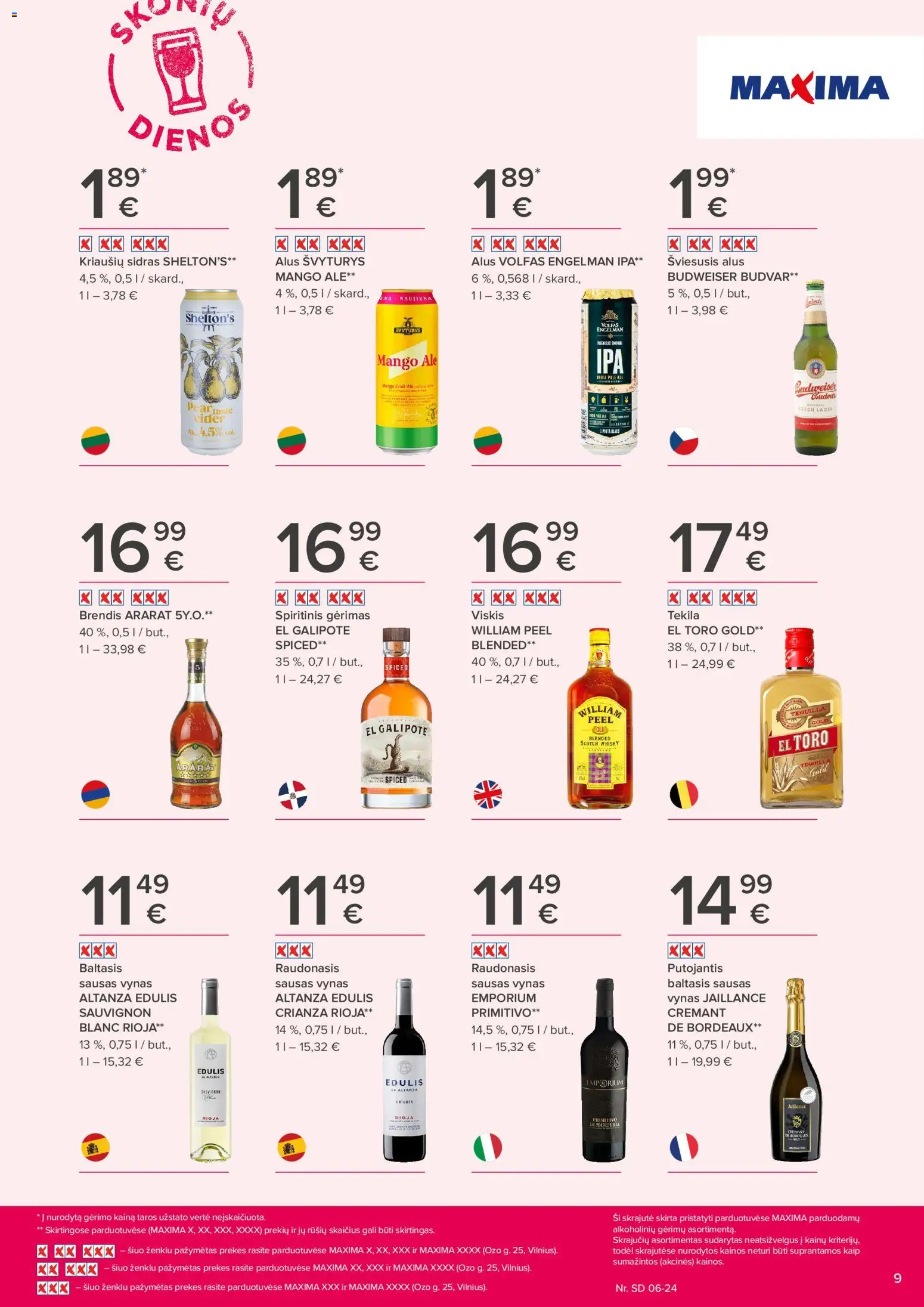 MAXIMA akcijos nuo 11.06.2026 | Puslapis: 9 | Prekių: Viskis, Vynas, Alus