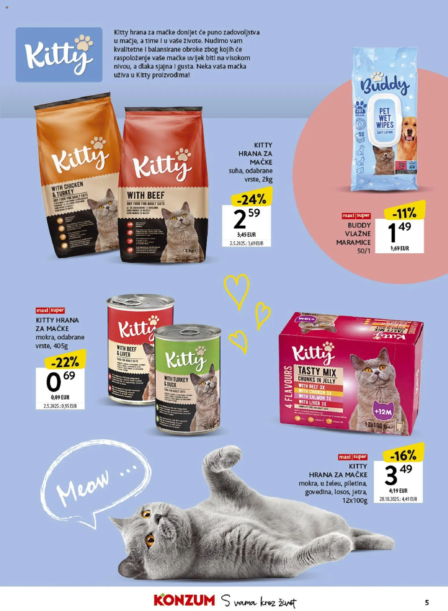Konzum katalog | vrijedi od 13.04.2026 | Stranica: 5 | Proizvodi: Vlažne maramice, Hrana za mačke