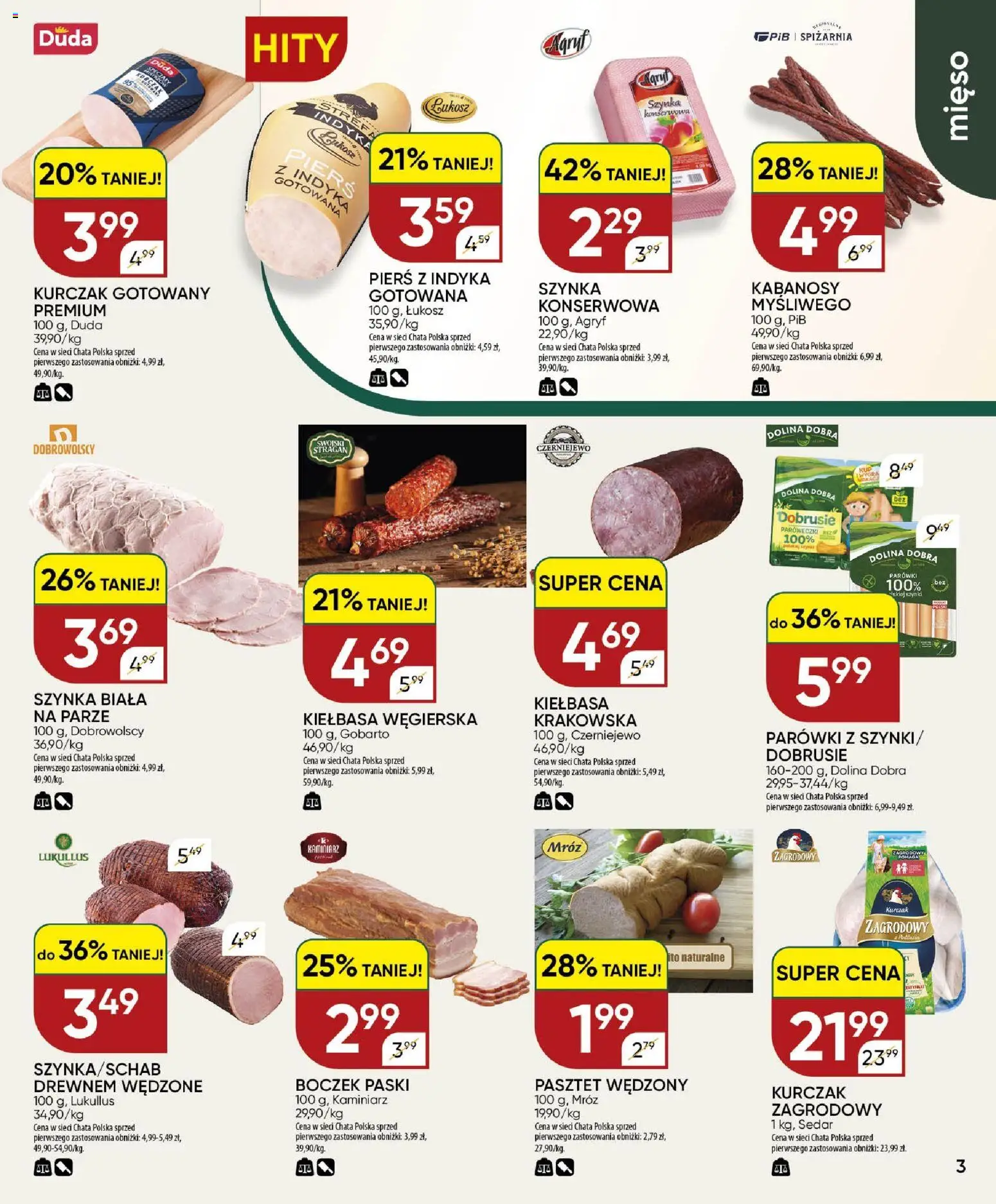 Chata Polska gazetka od 30.07.2026 | Strona: 3 | Produkty: Kurczak, Parówki, Szynka, Kurczak zagrodowy