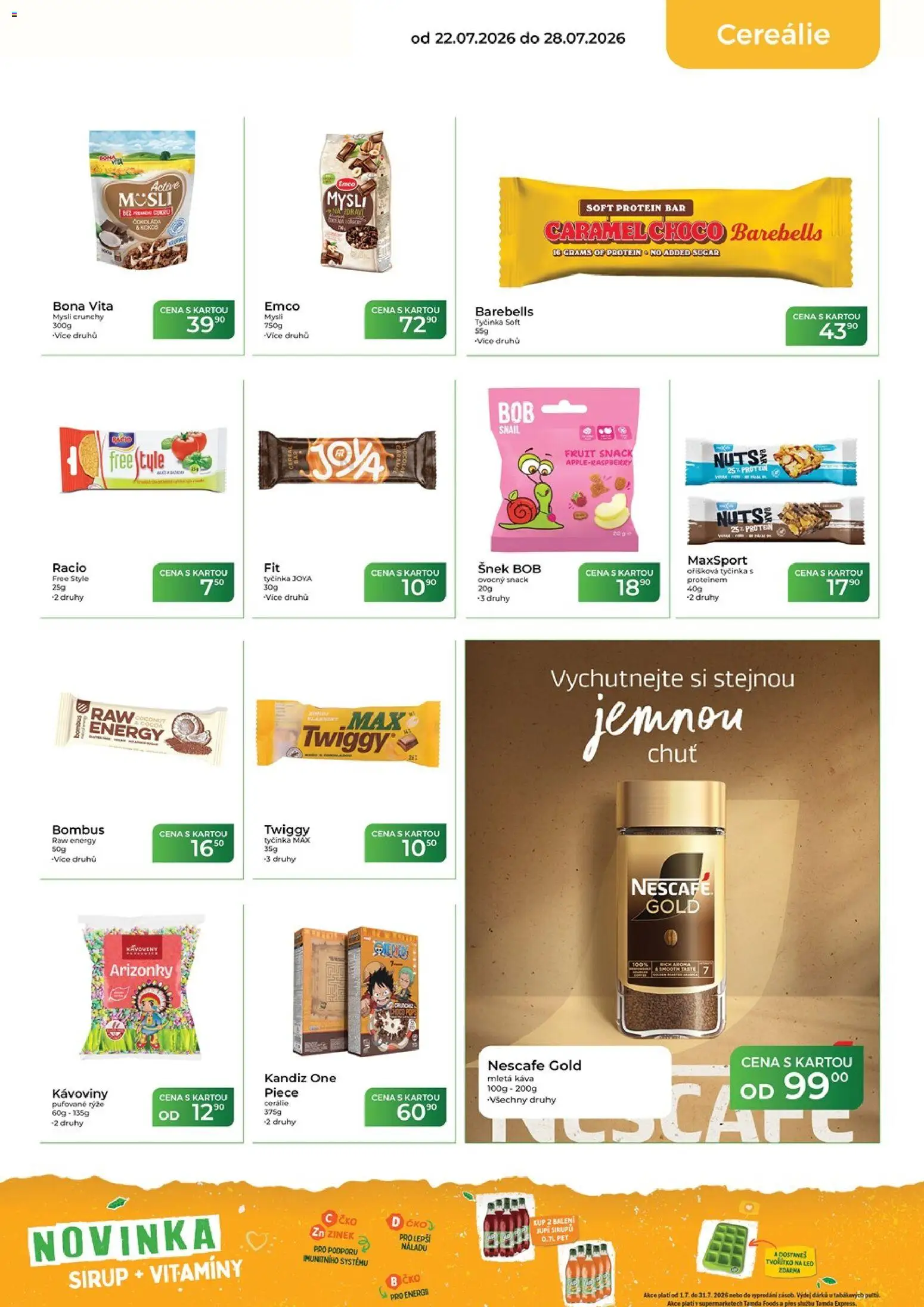 Tamda Foods leták od 22.07.2026 | Strana: 23 | Produkty: Nescafé Gold, Sirup, Protein, Mletá káva