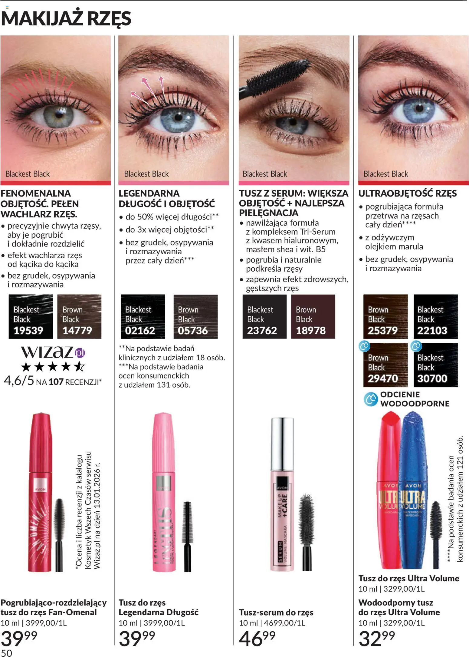 Avon Katalog 6 2026 od 01.06.2026 | Strona: 50 | Produkty: Makijaż, Tusz do rzęs
