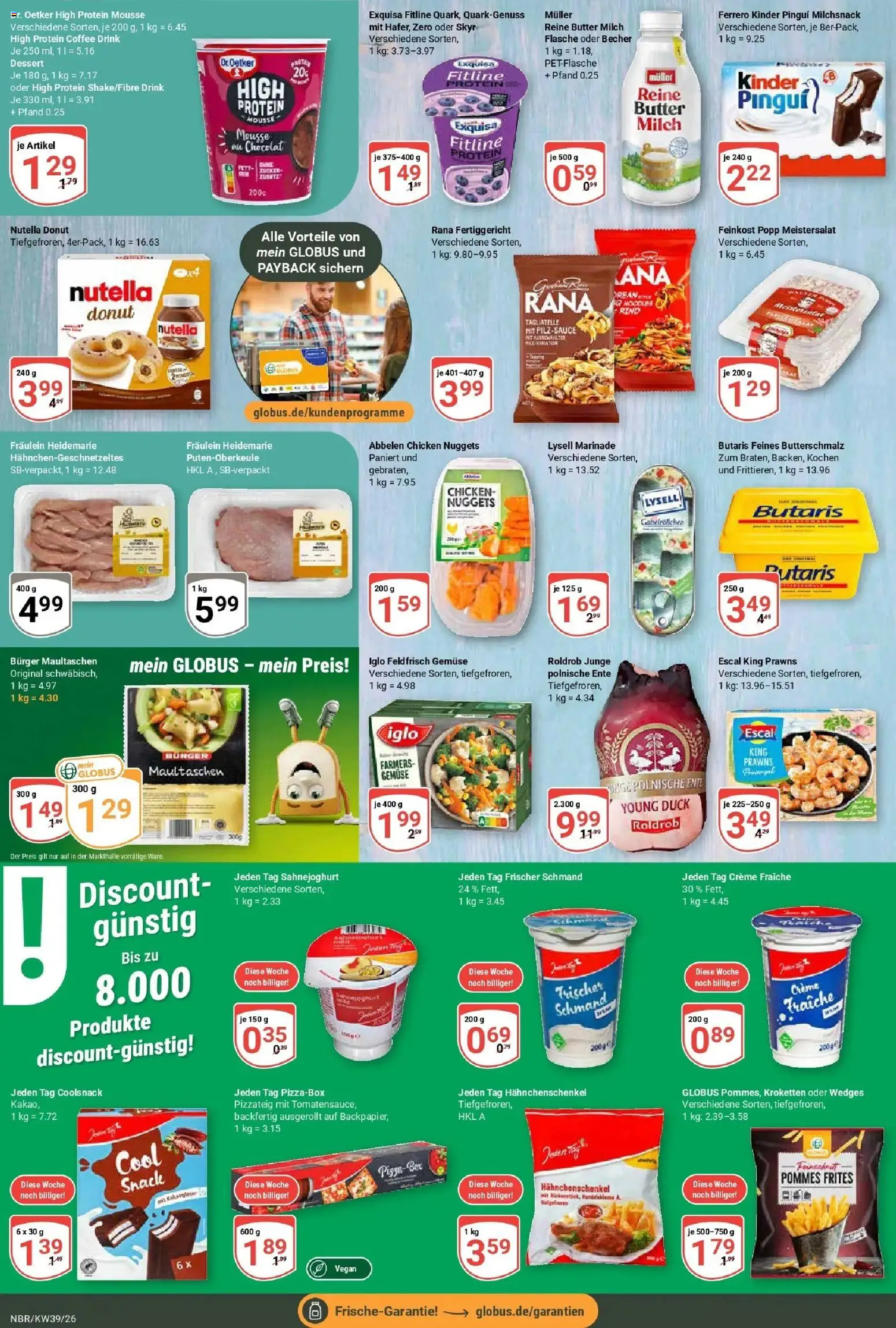 Globus Prospekt Neubrandenburg (ab 21.09.2026) » Angebote online | Seite: 12 | Produkte: Hahnchenschenkel, Milch, Butter, Iglo