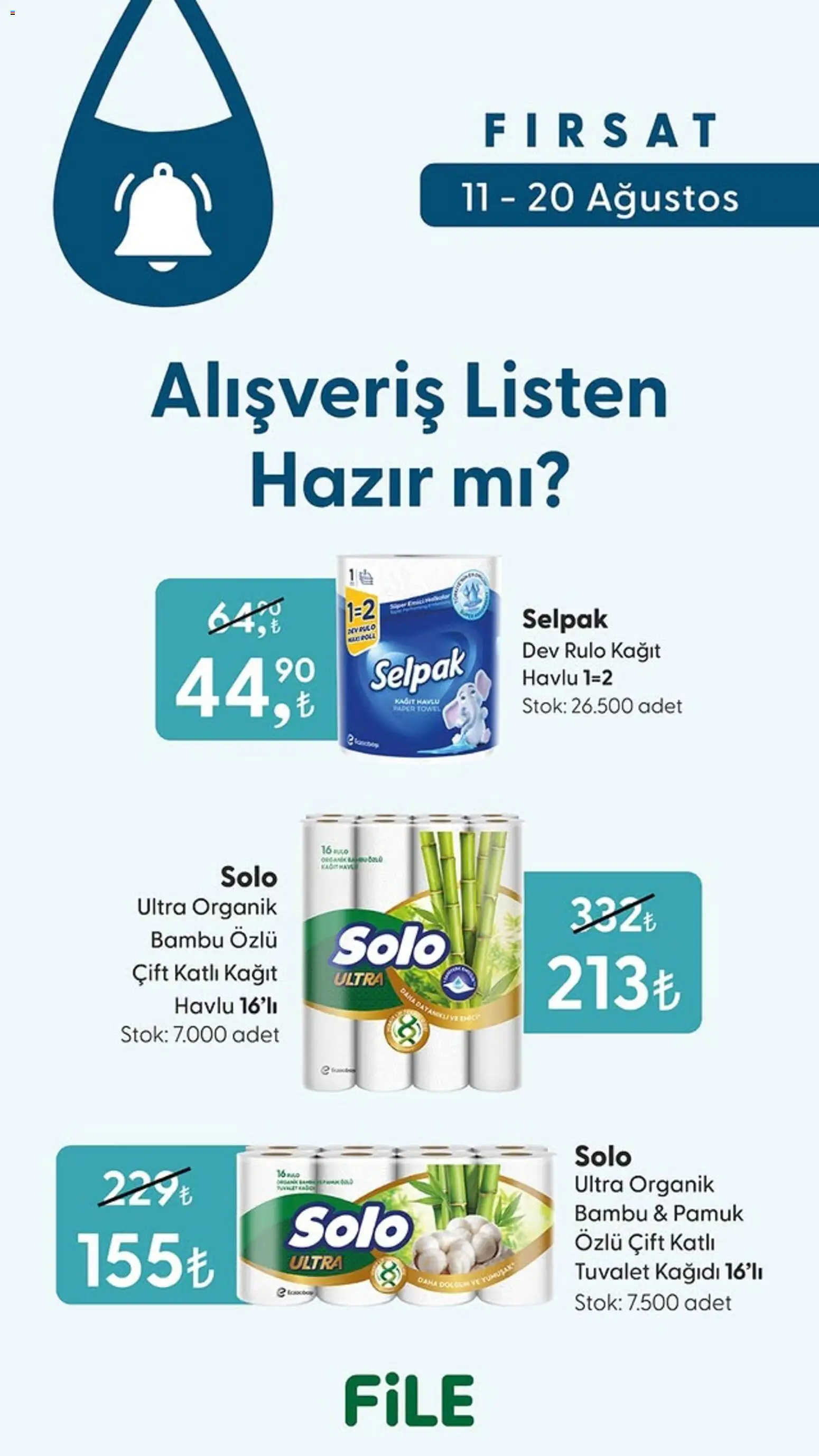 File Market İndirim - 11 Ağustos 2026 tarihinden itibaren geçerlidir | Sayfa: 1 | Ürünler: Tuvalet, Kağıt havlu, Tuvalet kağıdı