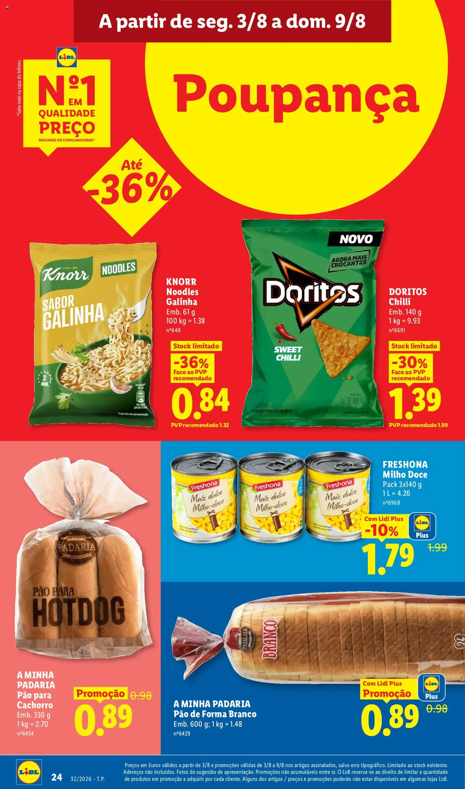 Lidl folheto │ válido de 03/08/2026 | Página: 24 | Produtos: Pão de forma, Padaria, Knorr, Pão