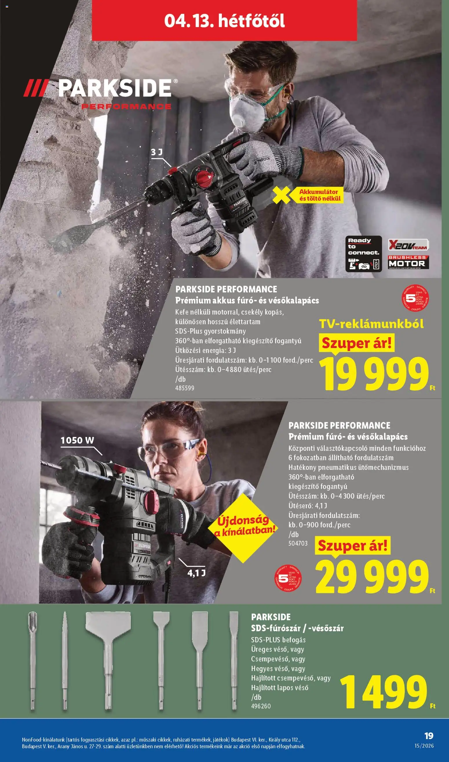 Lidl akciós ujság - amely érvényes a következő dátumtól: 09.04.2026 | Oldal: 19 | Termékek: Parkside, Akkumulátor, Töltő, Kefe