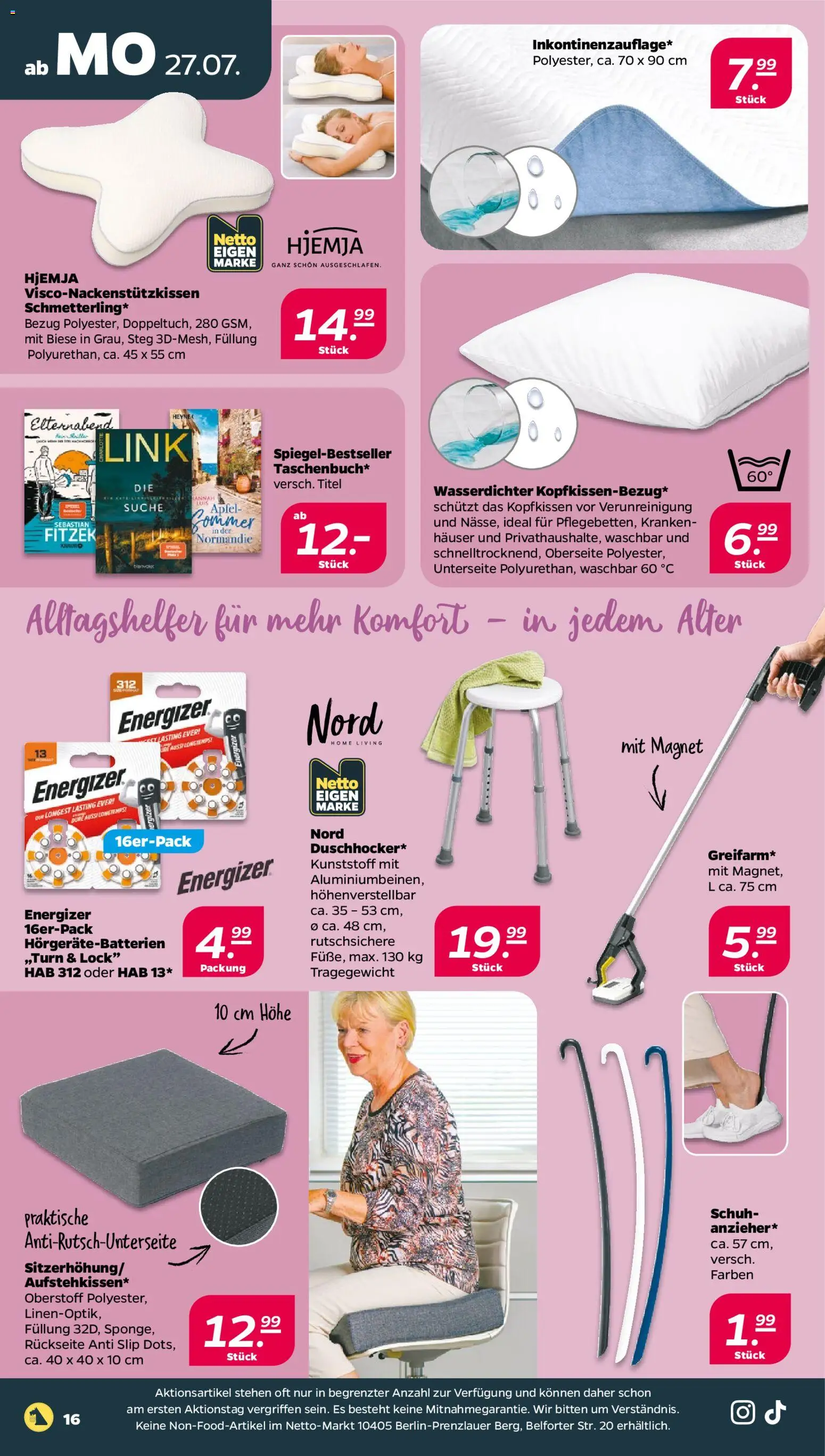 Netto Prospekt – gültig ab 27.07.2026 | Seite: 18 | Produkte: Kopfkissen, Slip