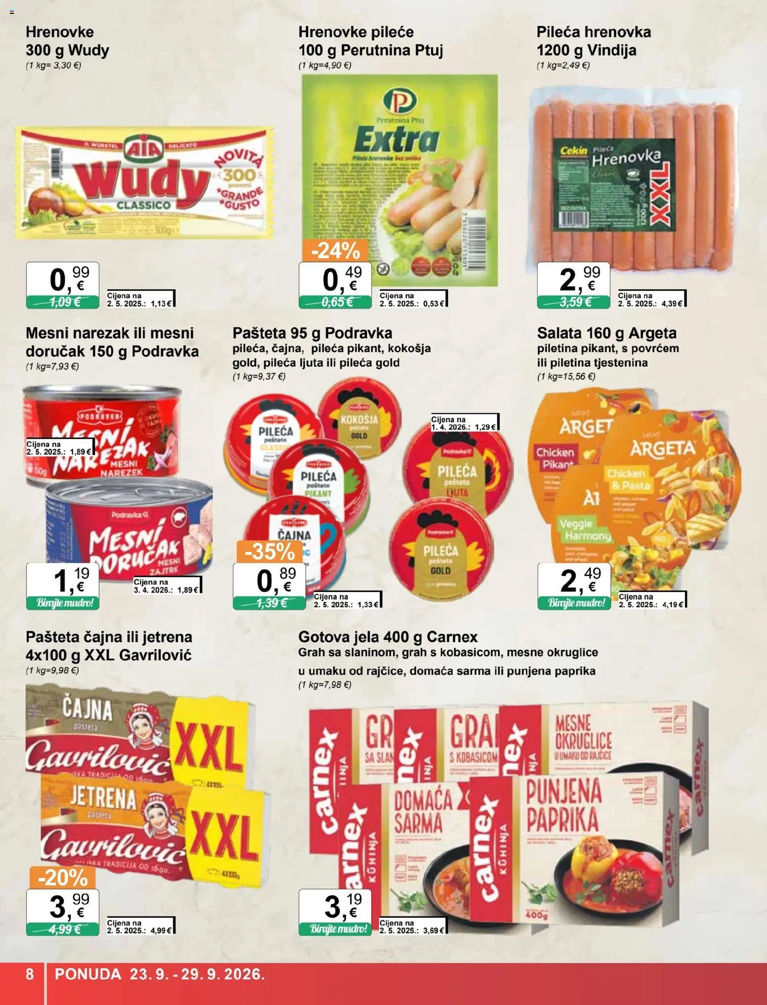 KTC katalog | vrijedi od 23.09.2026 | Stranica: 8 | Proizvodi: Okruglice, Narezak, Perutnina Ptuj, Mesne okruglice