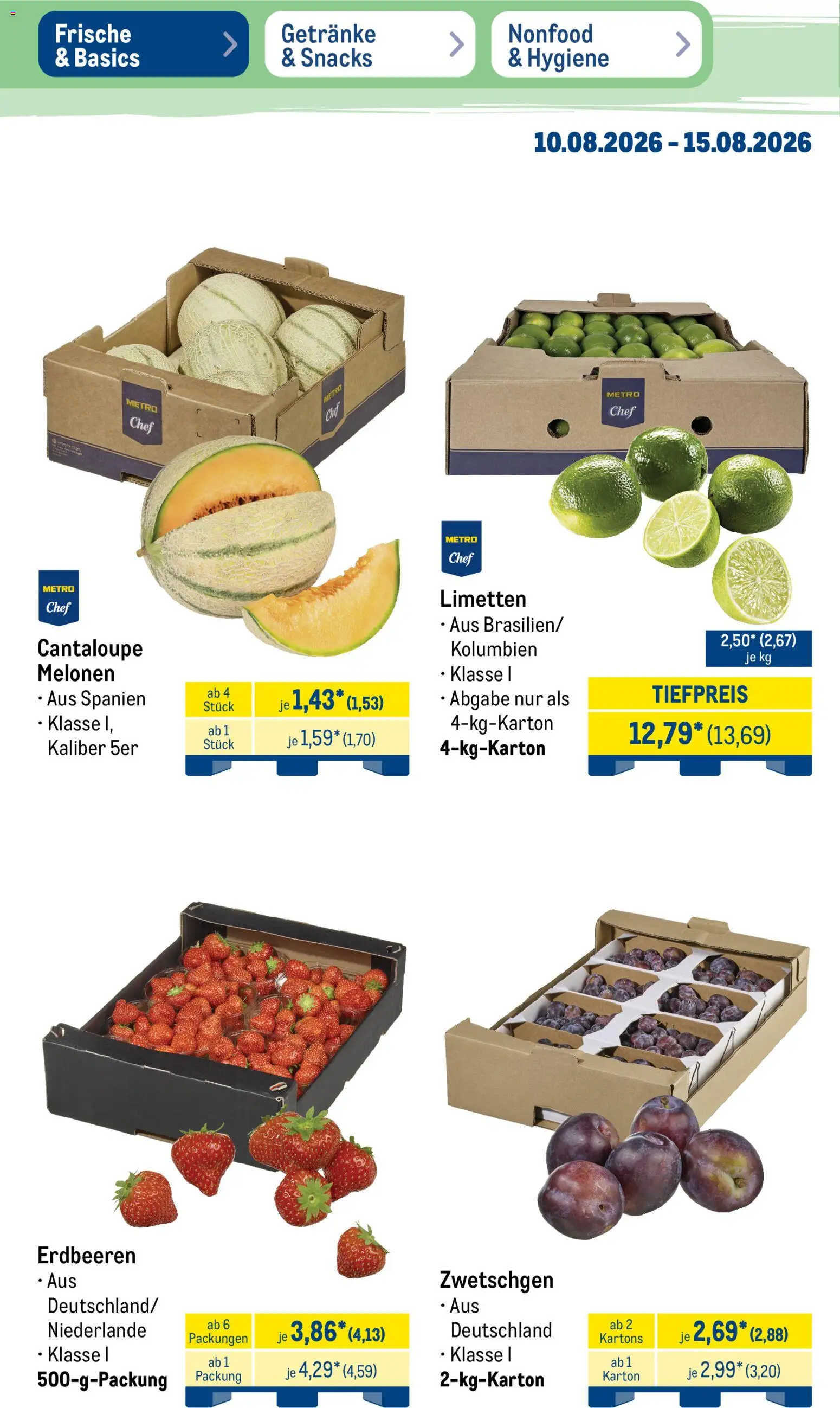 Metro Prospekt – gültig ab 10.08.2026 | Seite: 8 | Produkte: Limetten, Zwetschgen, Erdbeeren