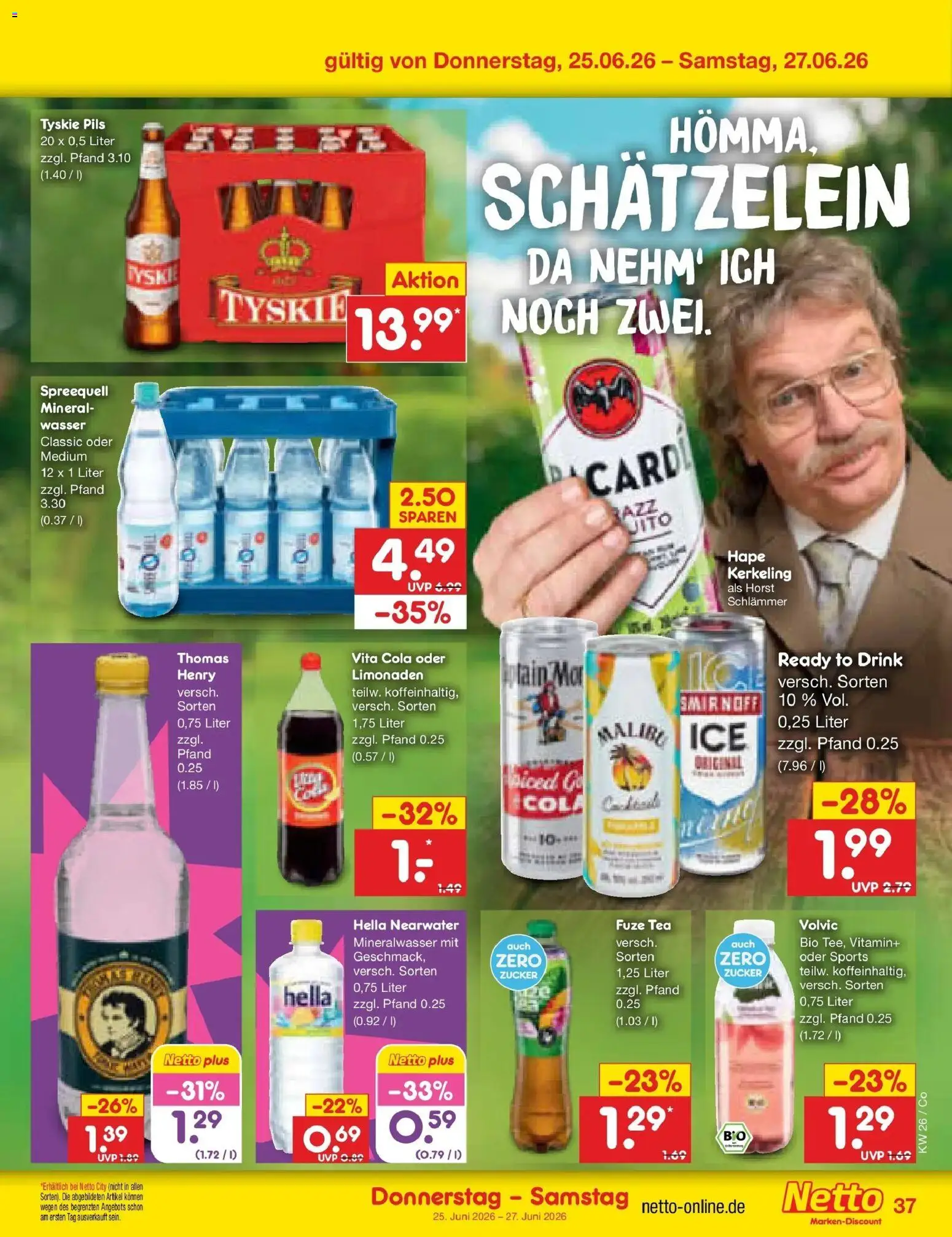 Netto Marken-Discount Prospekt Delitzsch – gültig ab 22.06.2026 | Seite: 52 | Produkte: Cola, Wasser, Smirnoff, Vita cola