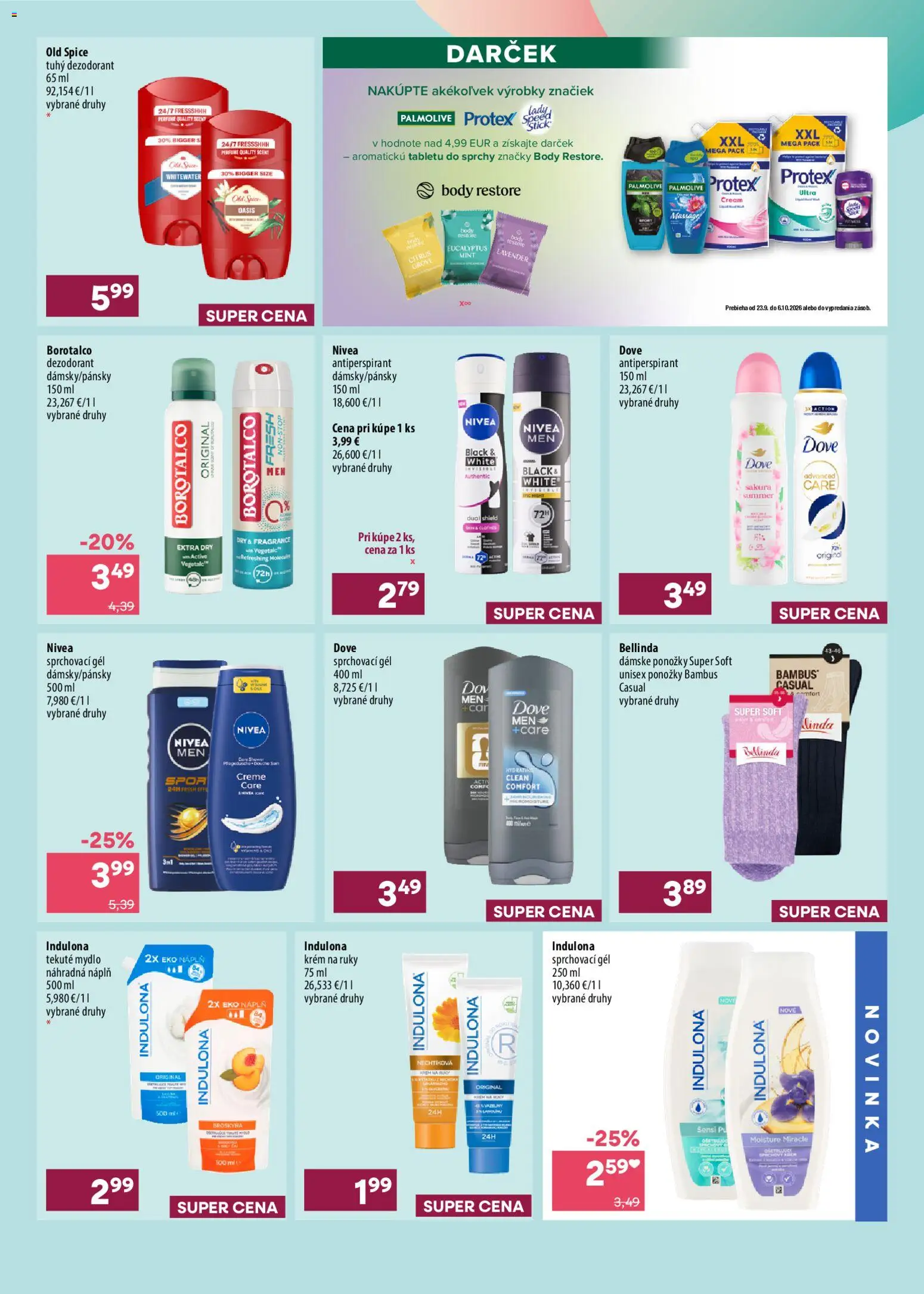 Nové 101 drogerie akcie – leták je platný od 23.09.2026 | Strana: 3 | Produkty: Old Spice, Krém na ruky, Dezodorant, Krém