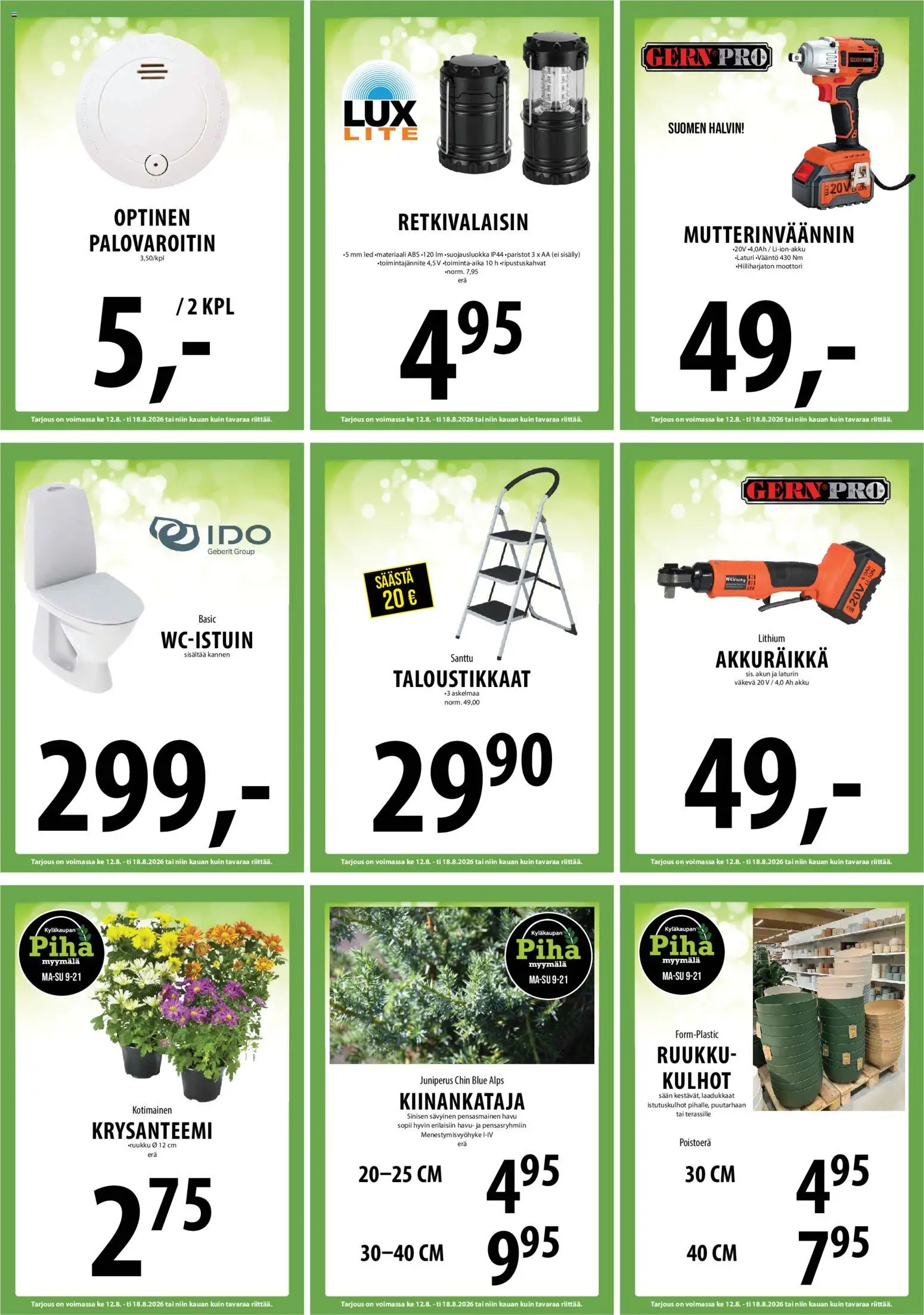 Tuuri tarjoukset – voimassa 12/08/2026 alkaen | Sivu: 22 | Tuotteet: Palovaroitin, Akku, Paristot