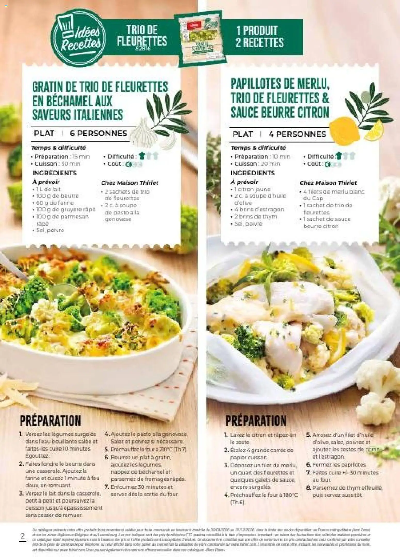 {H1} | Page: 2 | Produits: Citron, Thym, Lait, Béchamel