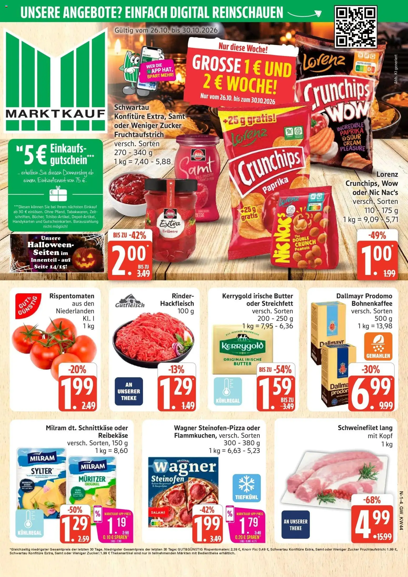 Marktkauf Prospekt Neuenkirchen (ab 26.10.2026) » Angebote online | Seite: 1 | Produkte: Theke, Schweinefilet, Dallmayr, Reibekase
