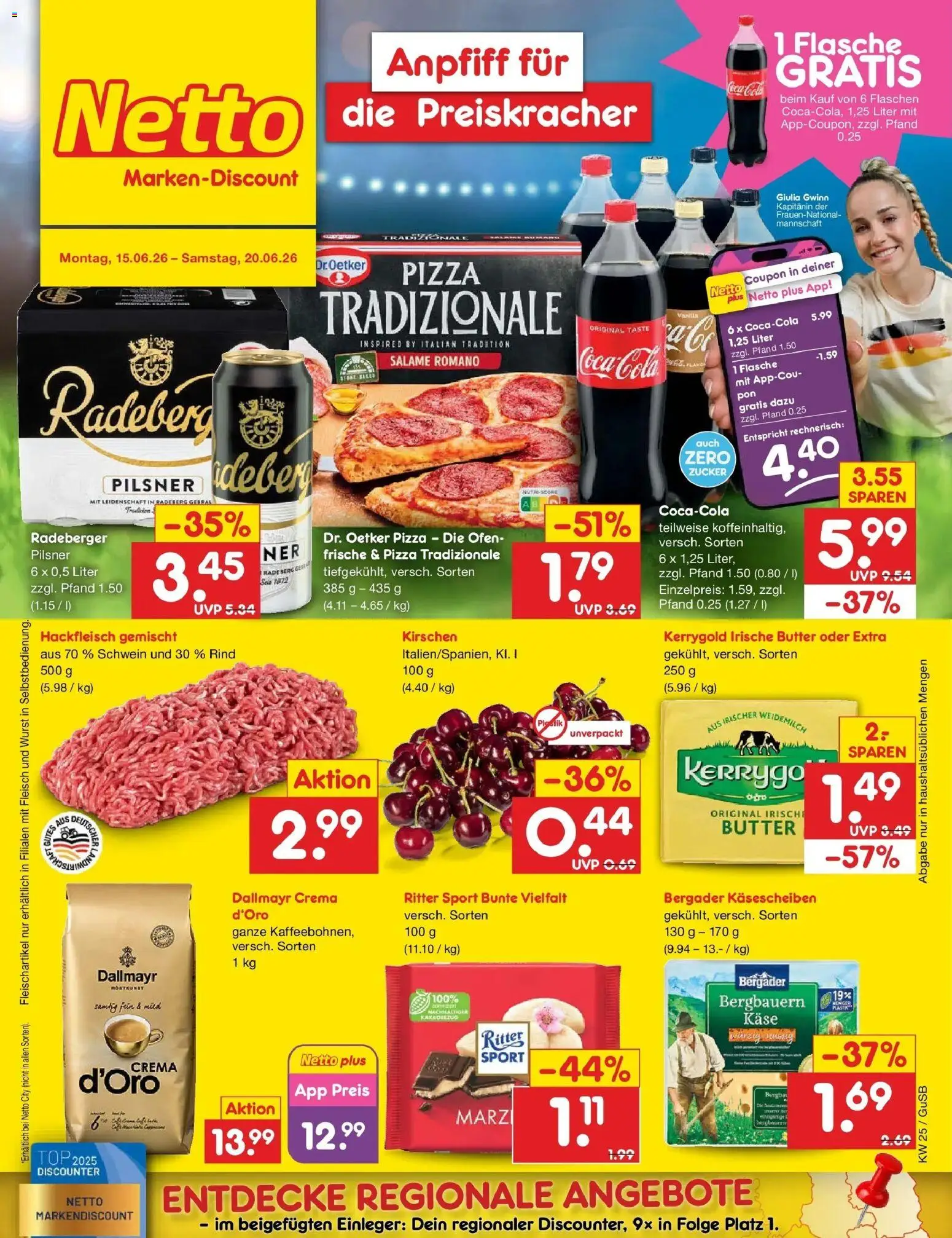Netto Marken-Discount Prospekt Machern – gültig ab 15.06.2026 | Seite: 1 | Produkte: Top, Butter, Kirschen, Zucker