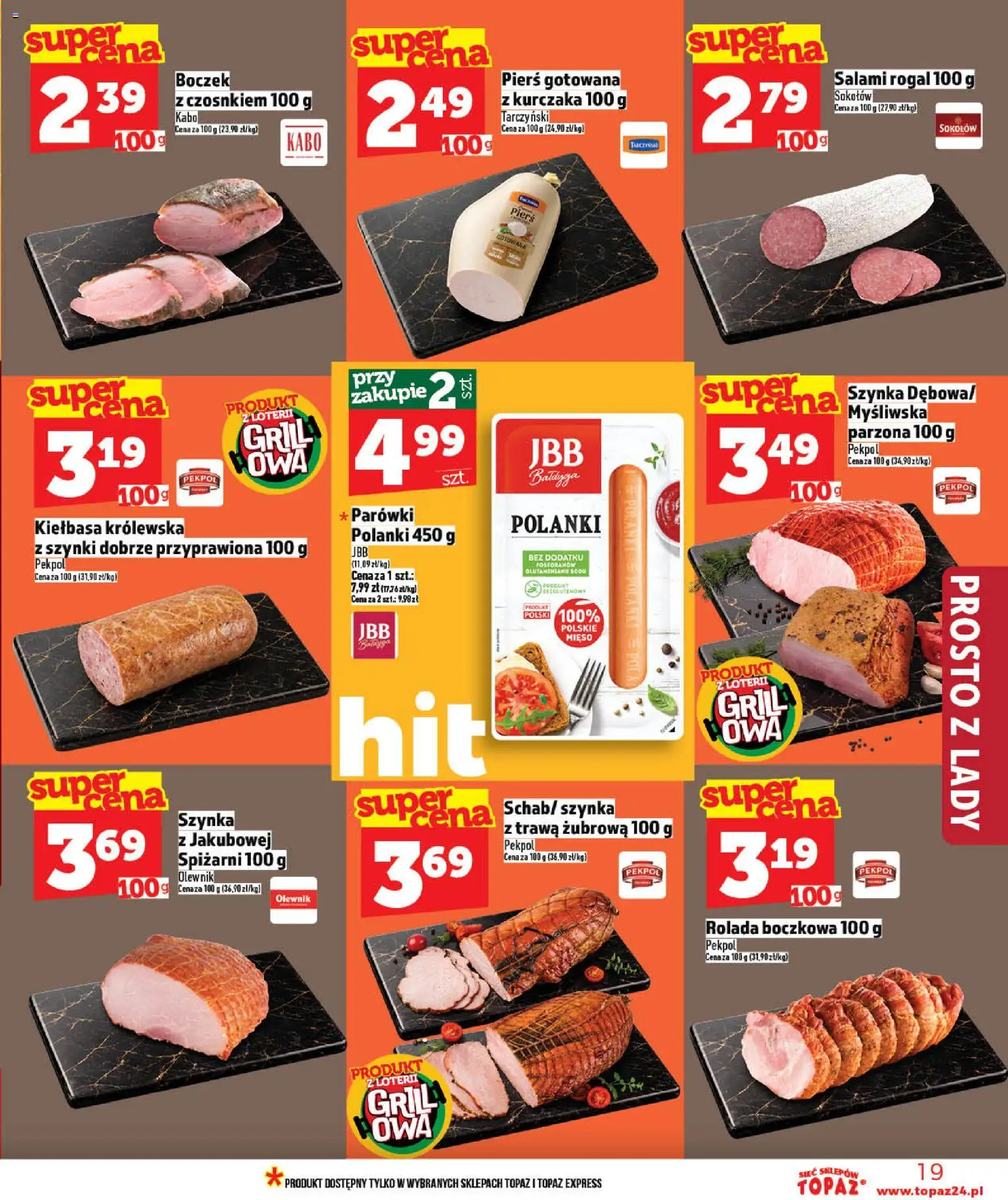 Topaz gazetka od 21.05.2026 | Strona: 19 | Produkty: Mięso, Rolada, Szynka, Salami