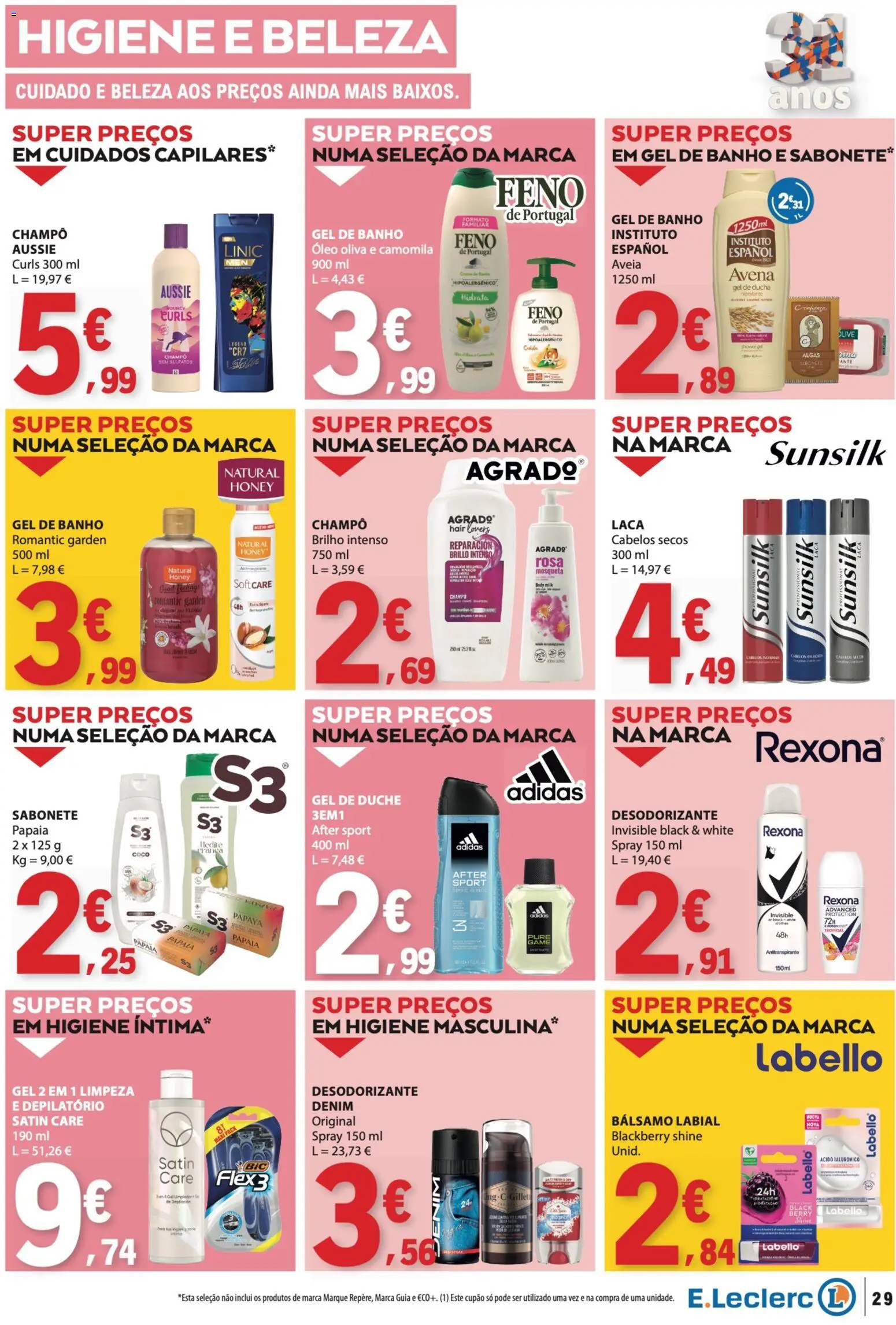E.Leclerc folheto │ válido de 29/10/2026 | Página: 29 | Produtos: Aveia, Antitranspirante, Sabonete, Óleo