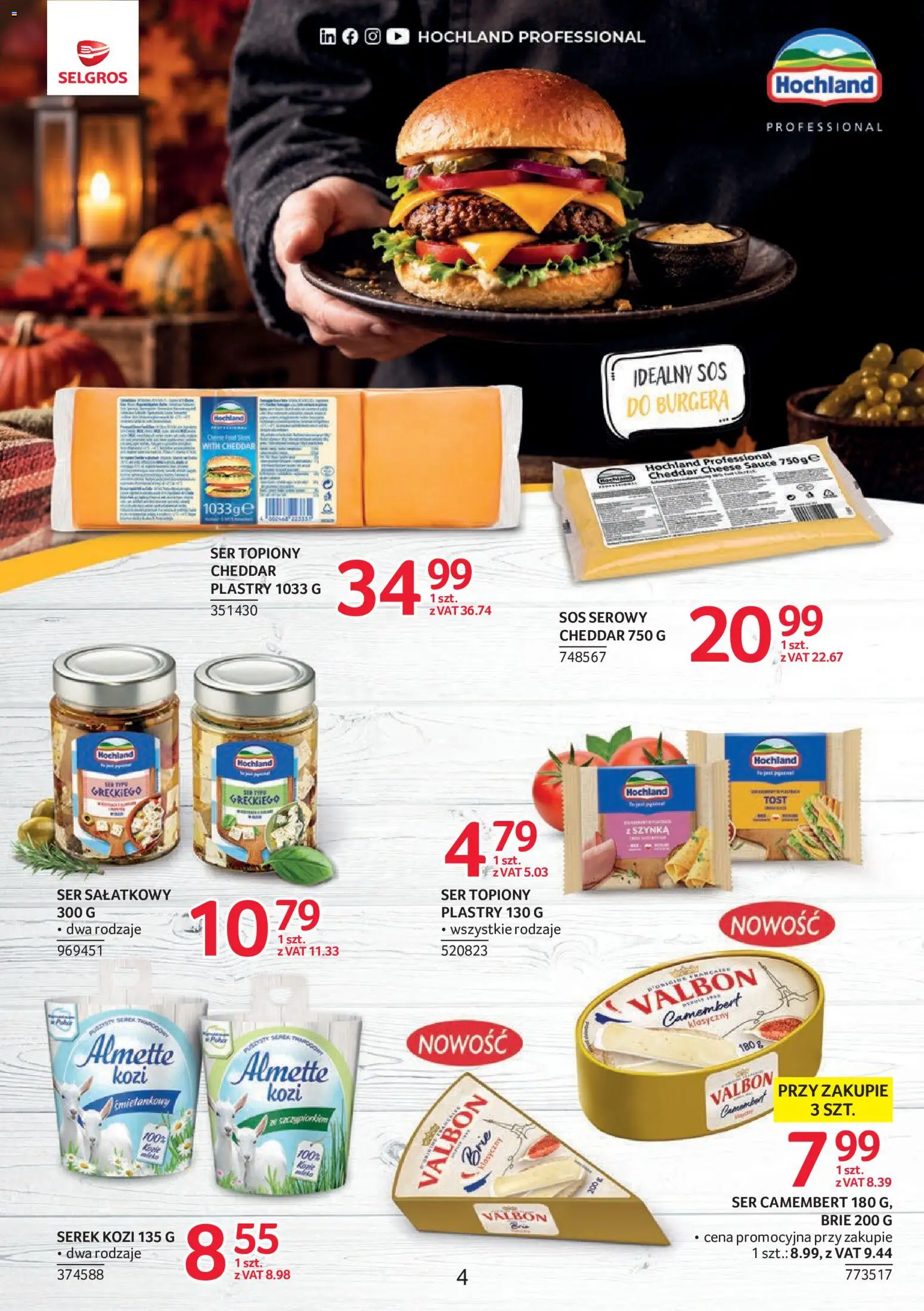 Selgros cash&carry gazetka - Markowe Produkty od 22.10.2026 | Strona: 4 | Produkty: Sos serowy, Ser topiony, Almette, Sos