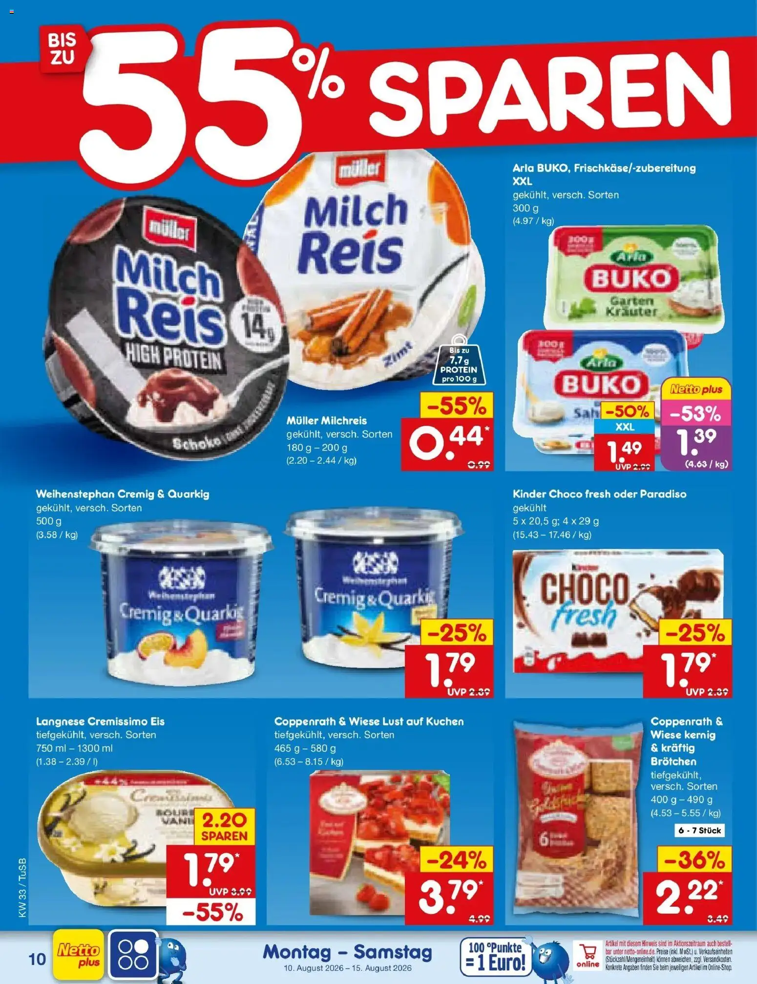 Netto Marken-Discount Prospekt Lahr-Langenwinkel – gültig ab 10.08.2026 | Seite: 10 | Produkte: Langnese, Langnese cremissimo, Reis, Kuchen