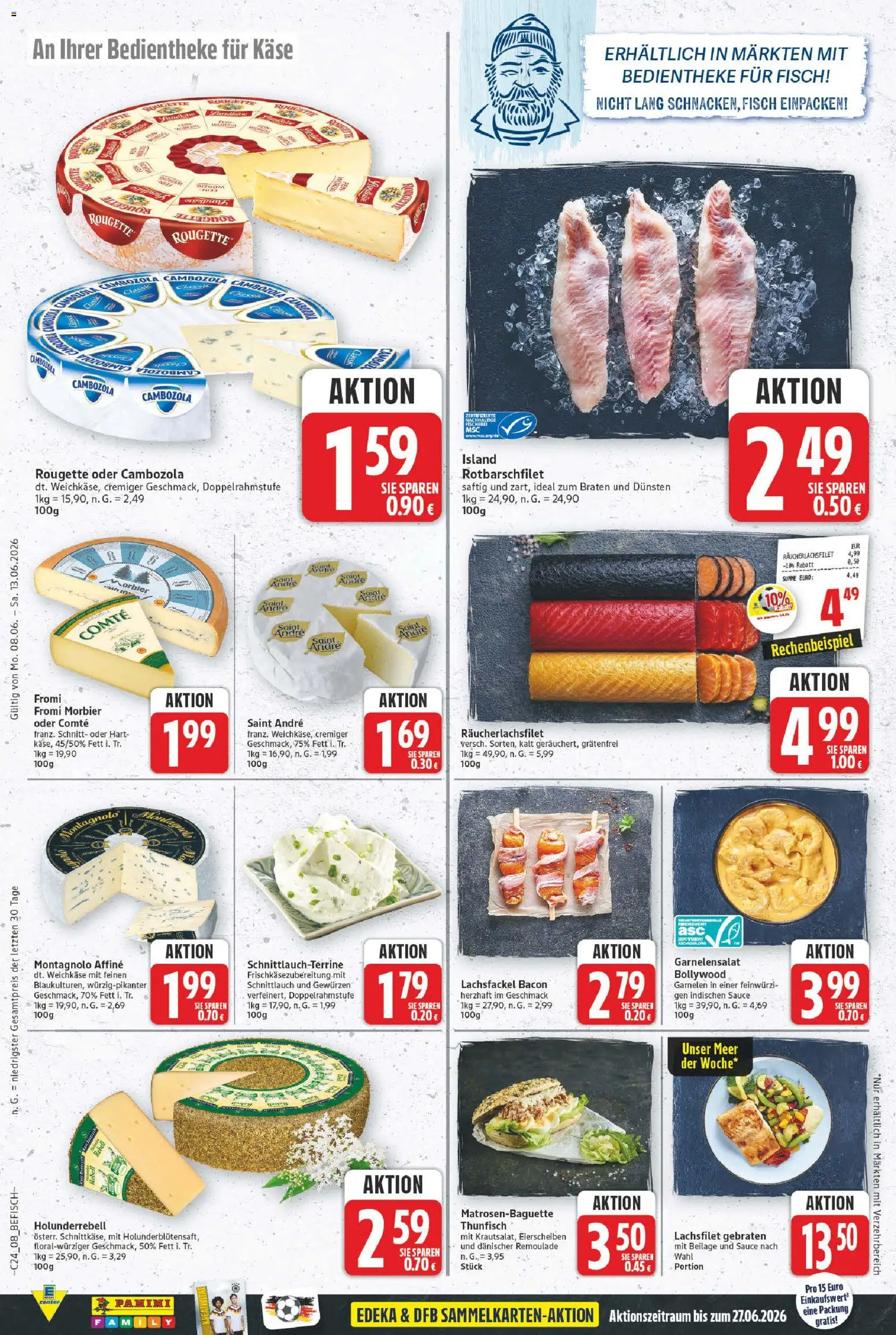 E center Prospekt – gültig ab 08.06.2026 | Seite: 7 | Produkte: Käse, Thunfisch, Garnelen, Fisch