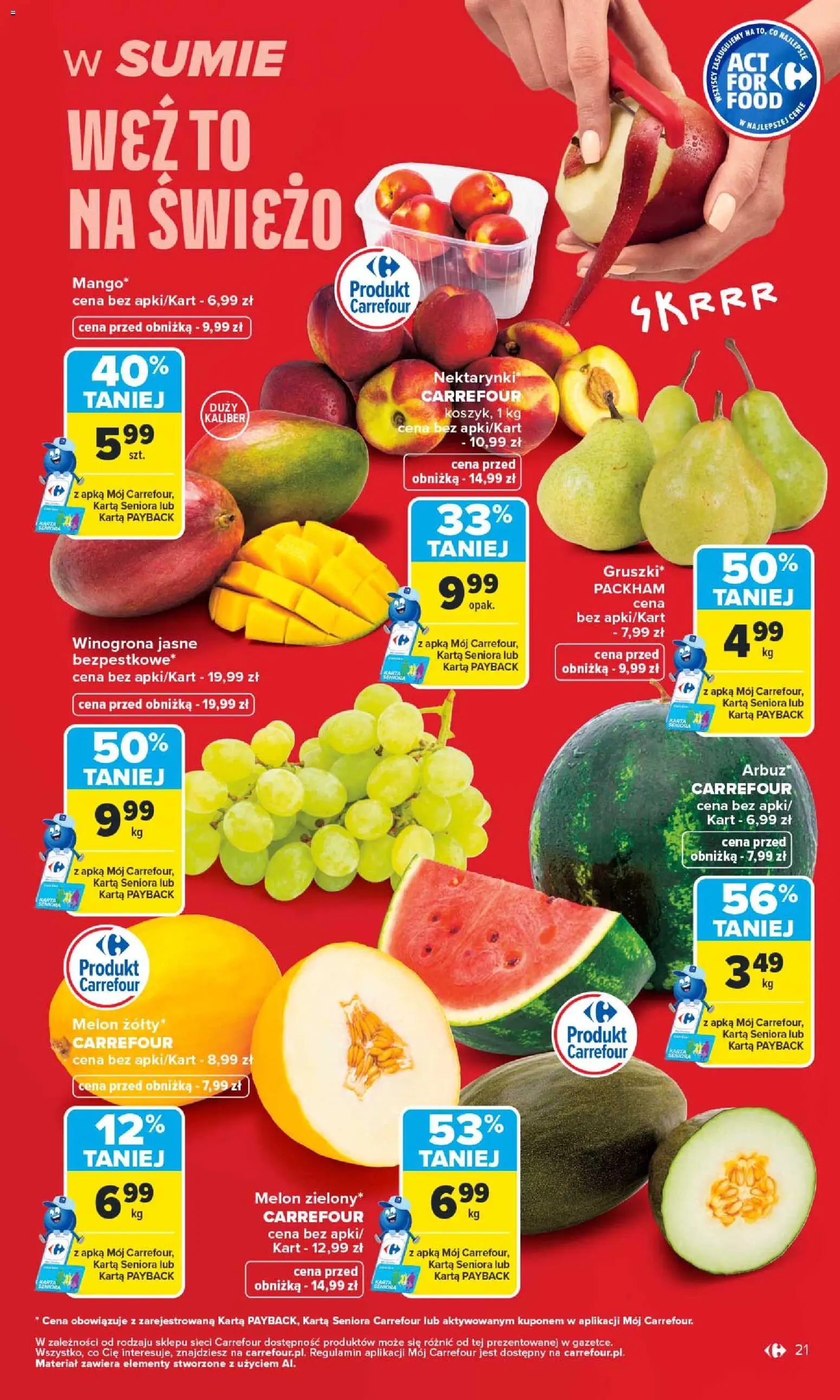 Carrefour gazetka od 08.06.2026 | Strona: 23 | Produkty: Karta, Arbuz, Winogrona, Melon