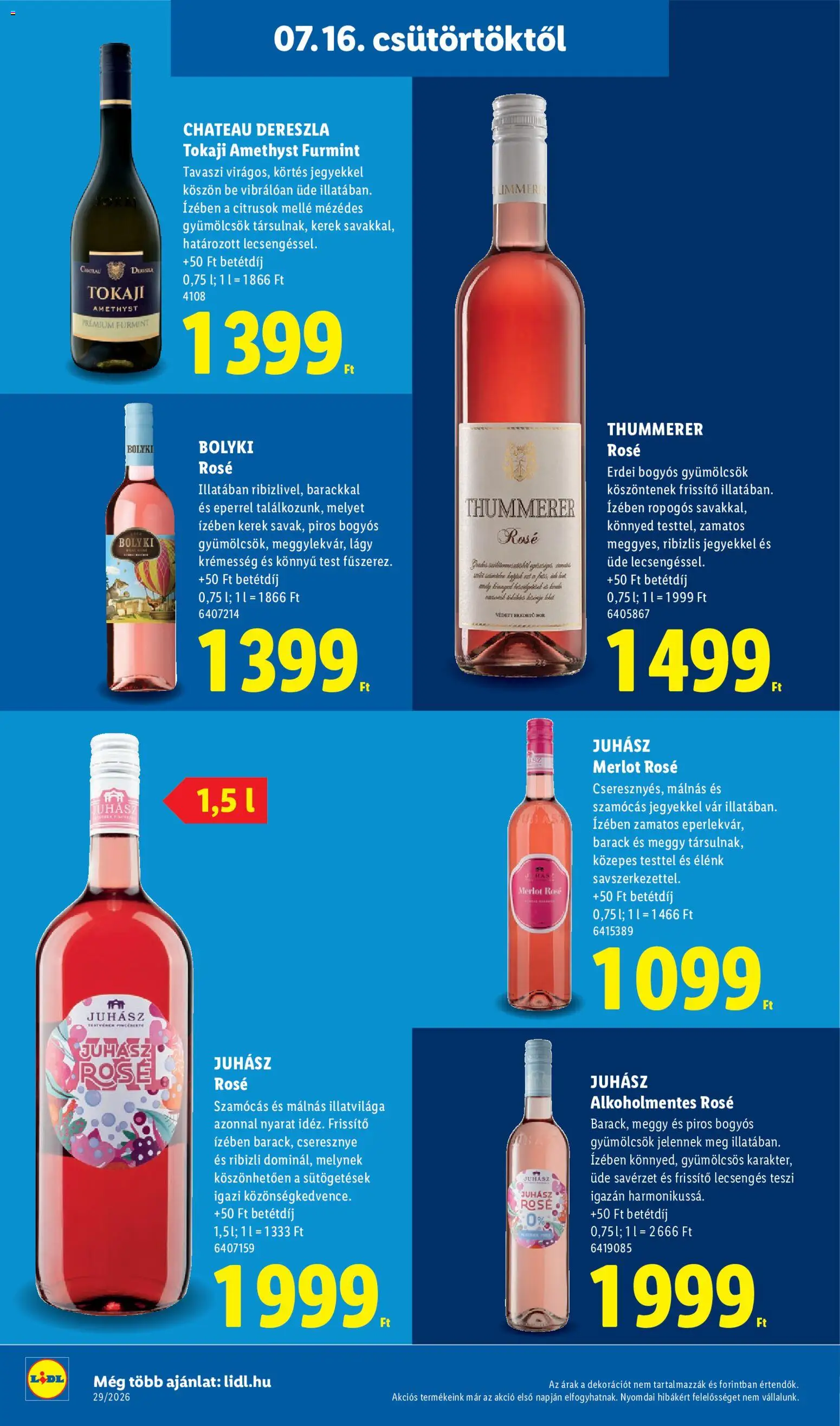 Lidl akciós ujság - amely érvényes a következő dátumtól: 2026.07.16. | Oldal: 34 | Termékek: Körte, Meggy, Juhász rosé, Rosé
