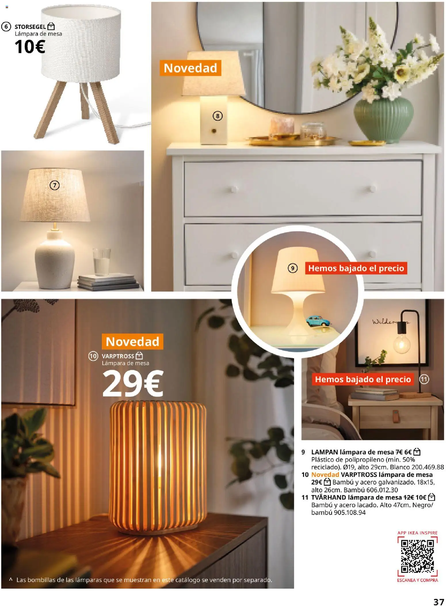 IKEA - Accesorios y decoración │ válido desde el 01/09/2026 | Página: 37 | Productos: Mesa, Lámparas, Lámpara