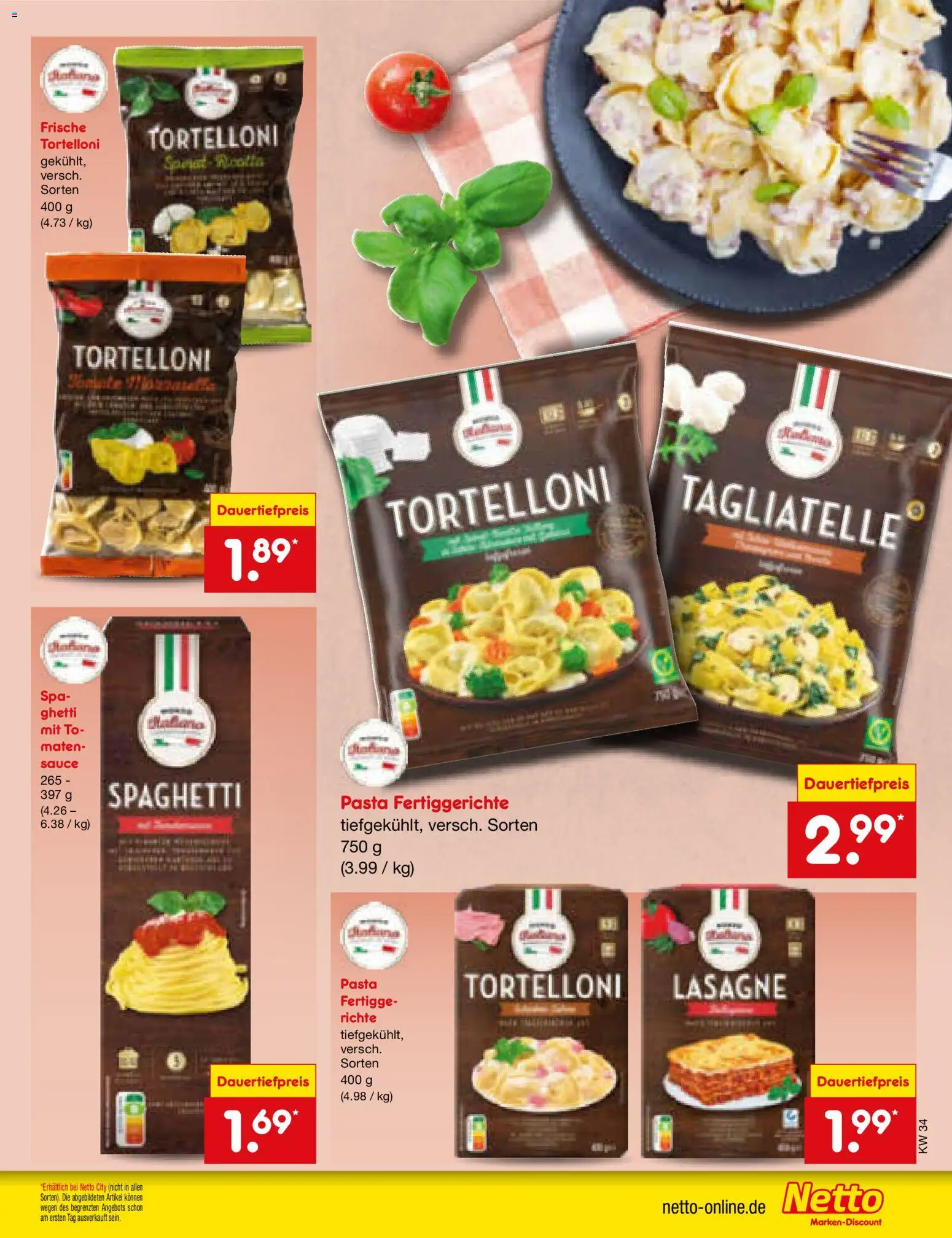 Netto Marken-Discount Prospekt – gültig ab 17.08.2026 | Seite: 15 | Produkte: Spaghetti, Lasagne, Fertiggerichte, Pasta