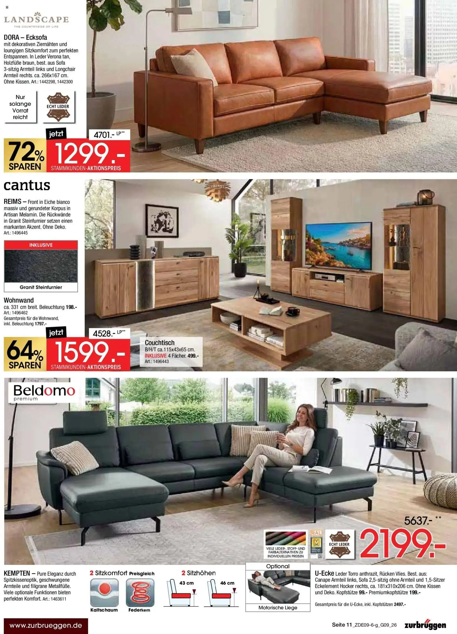Zurbrüggen Prime Shopping week – gültig ab 12.09.2026 | Seite: 13 | Produkte: Ecksofa, Wohnwand, Kissen, Sofa