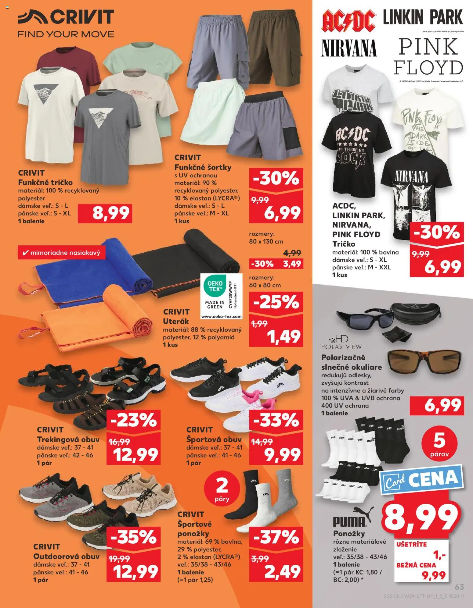 Nové Kaufland akcie – leták je platný od 11.06.2026 | Strana: 63 | Produkty: Uterák, Tričko, Ponožky, Športová obuv