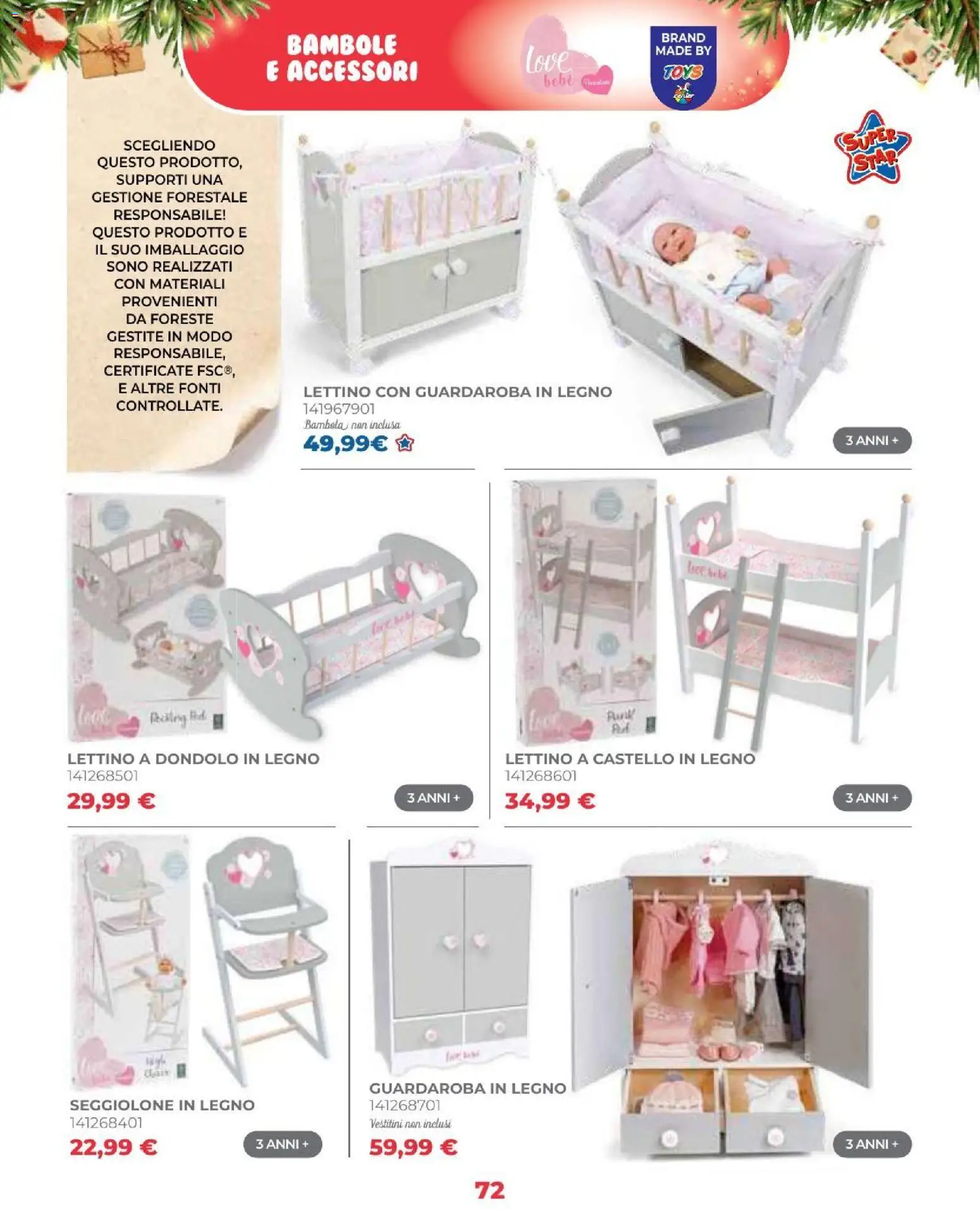 Volantino Toys Center del 16/10/2026 | Pagina: 74 | Prodotti: Guardaroba, Dondolo, Lettino, Bambola
