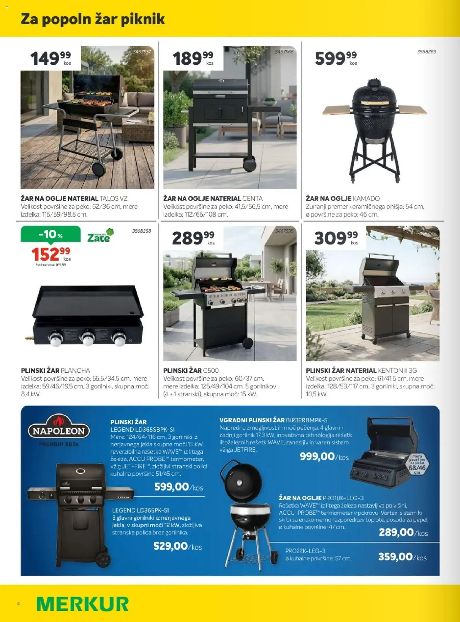 Novi Merkur katalog ponudbe – veljaven od 03.06.2026 | Stran: 4 | Izdelki: Plinski žar, Zar, Termometer, Polica
