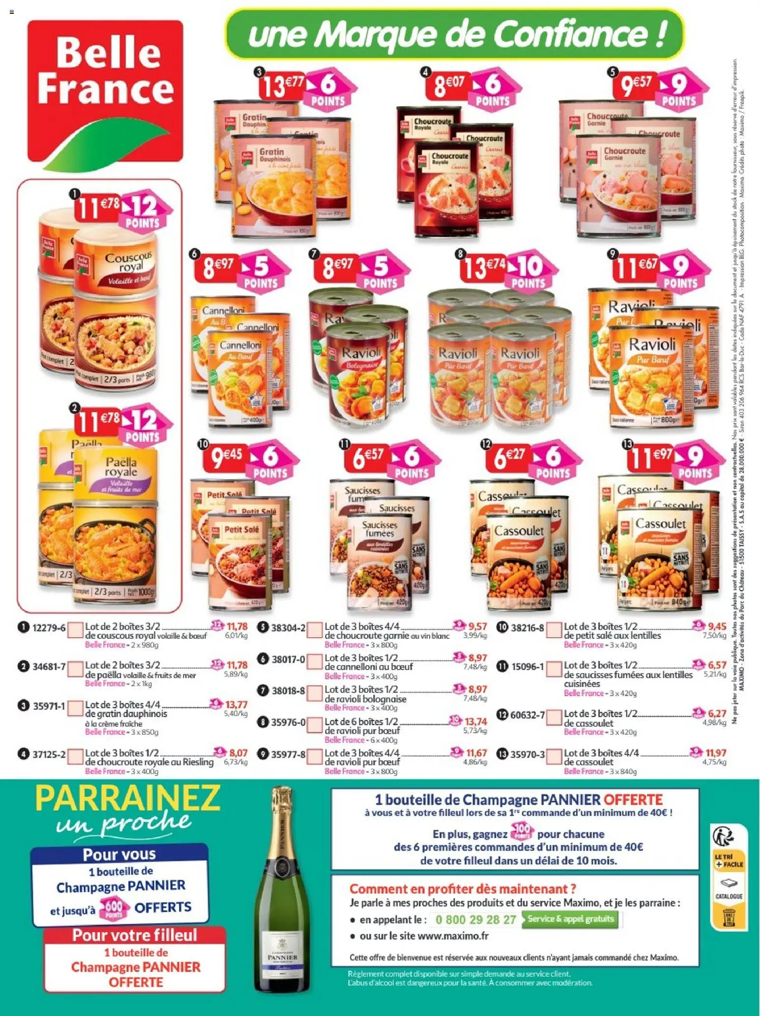 {H1} | Page: 104 | Produits: Champagne, Saucisses, Couscous, Crème fraiche