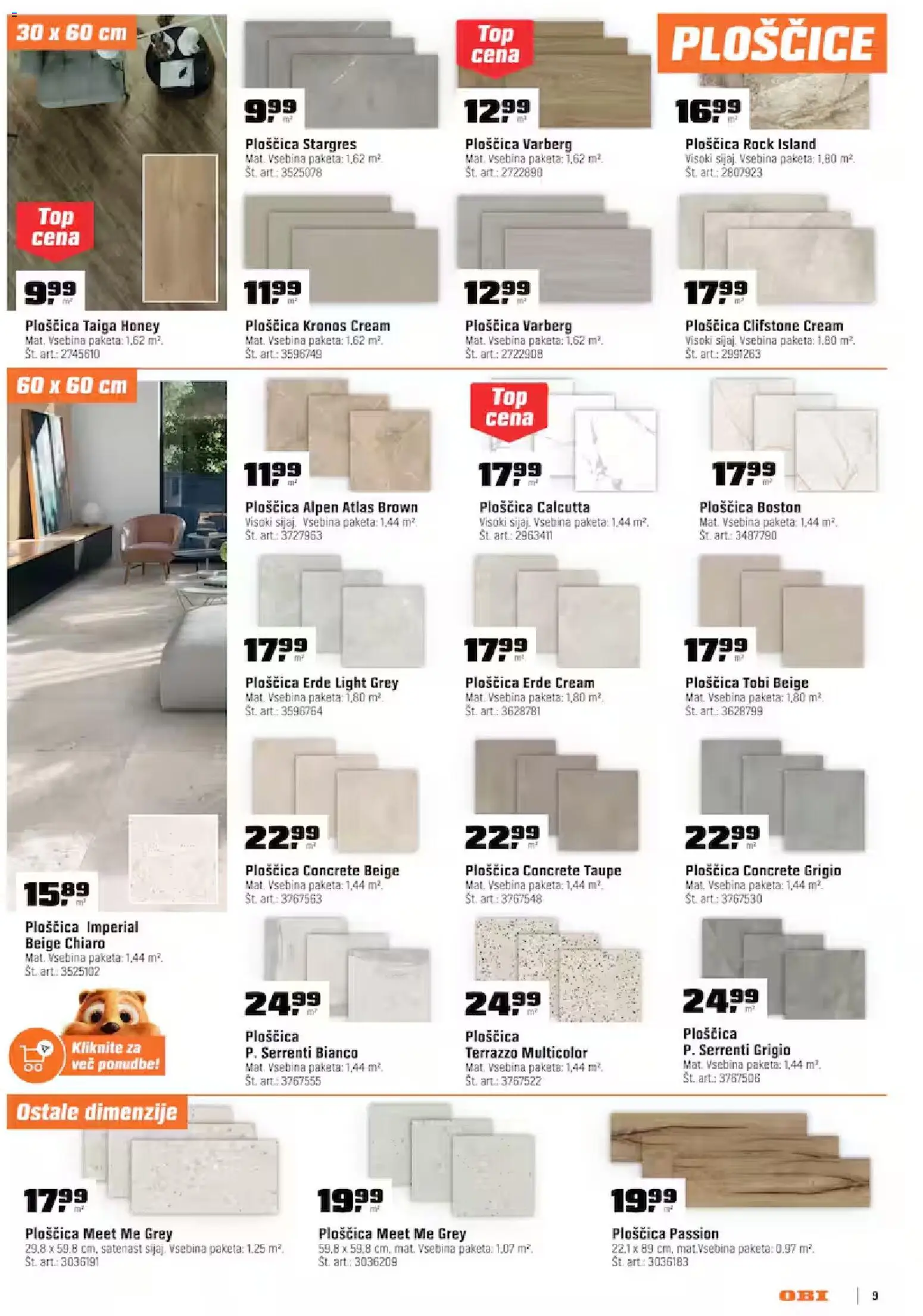 Novi OBI katalog ponudbe – veljaven od 02.09.2026 | Stran: 9 | Izdelki: Ploščice