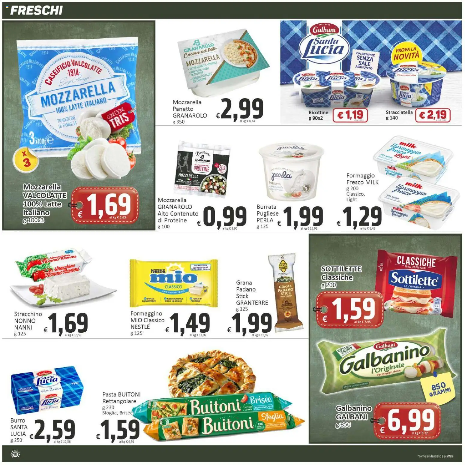 Volantino Paghi Poco del 22/09/2026 | Pagina: 10 | Prodotti: Mozzarella, Pasta, Scaffale, Burrata