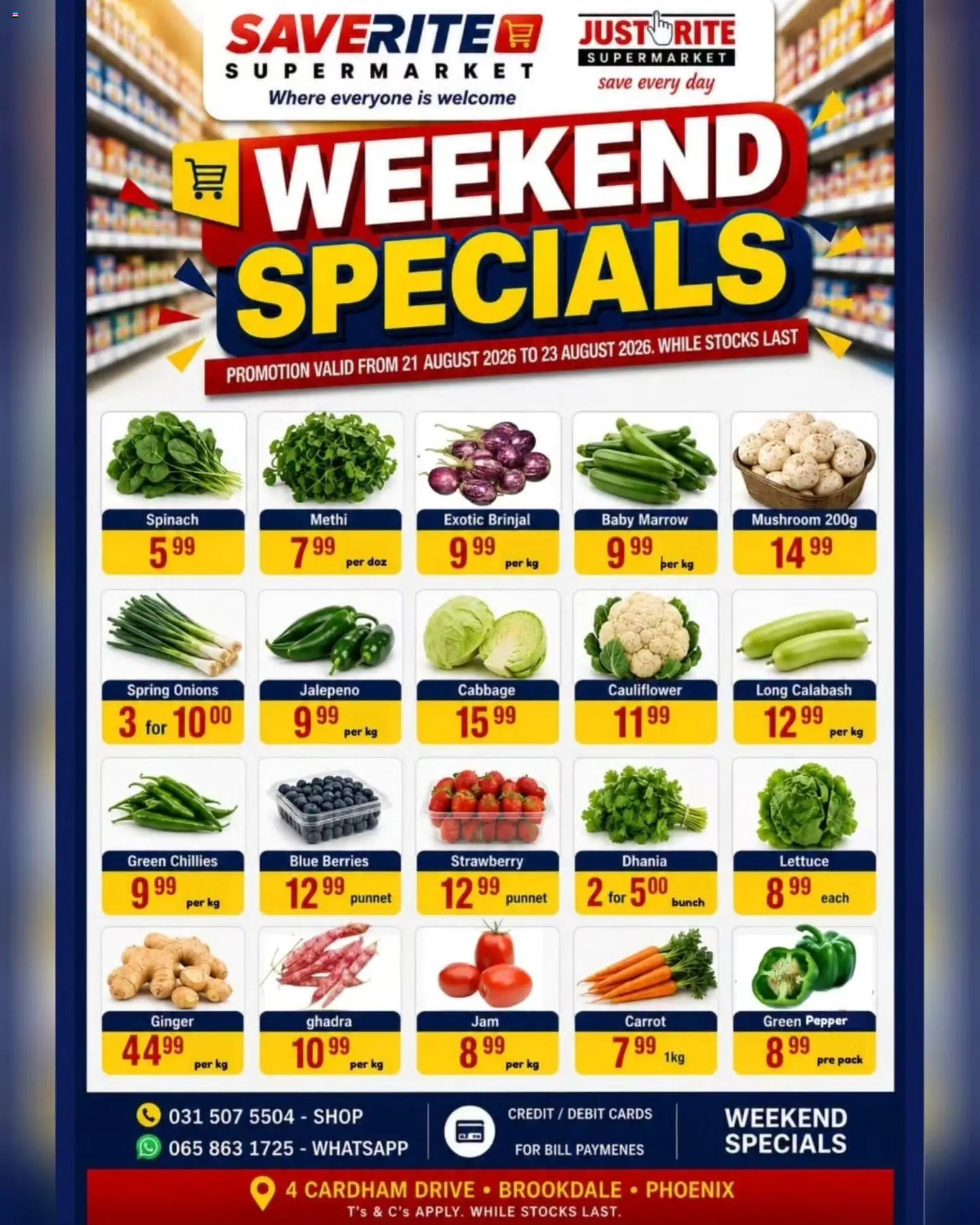 New Saverite catalogue – valid from 21/08/2026 | Page: 1 | Products: Cauliflower, Onions, Pepper, Lettuce