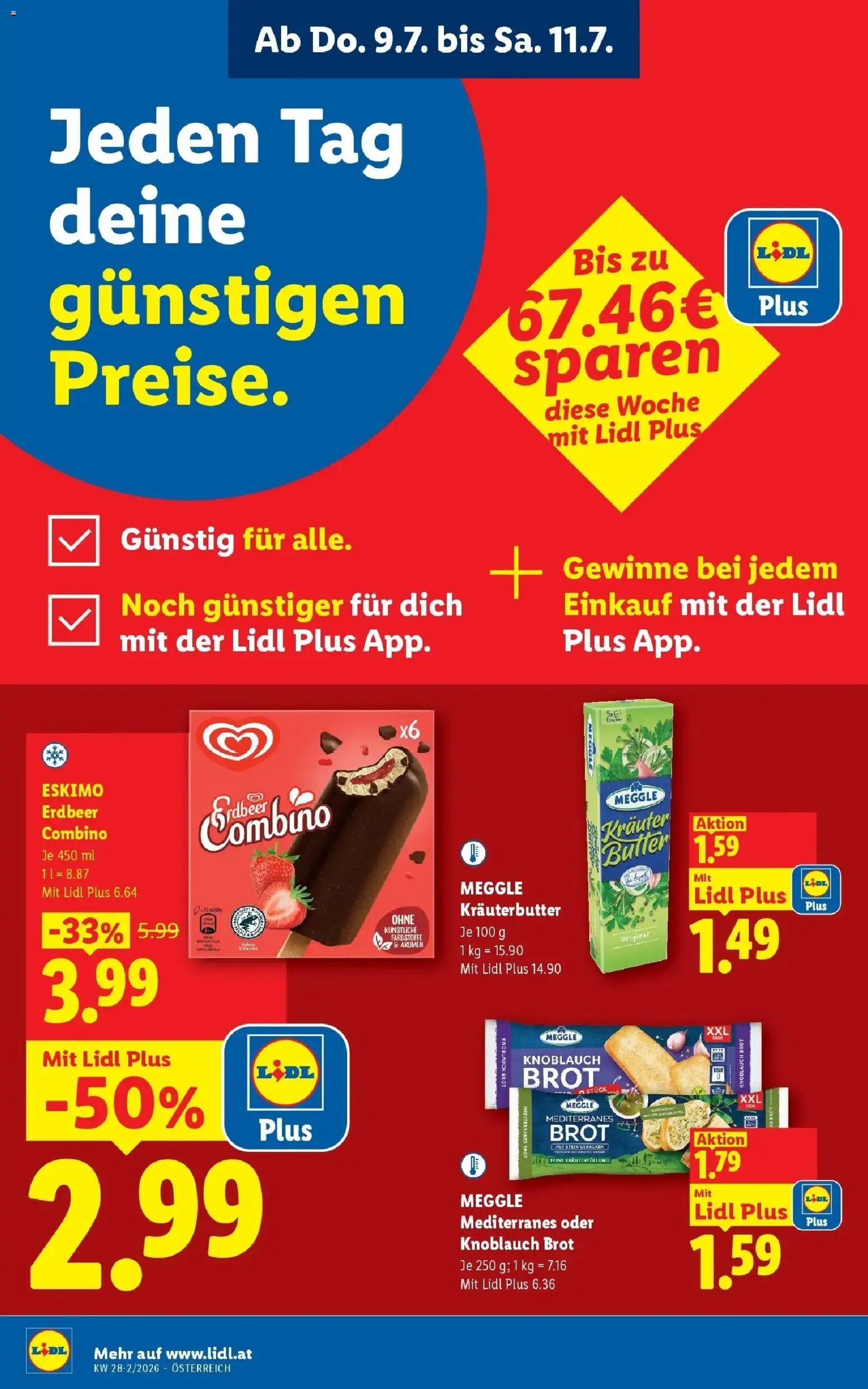 Lidl Flugblatt - Wien, Langenzersdorf, Zwettl gültig ab 09.07.2026 | Seite: 2 | Produkte: Knoblauch, Brot
