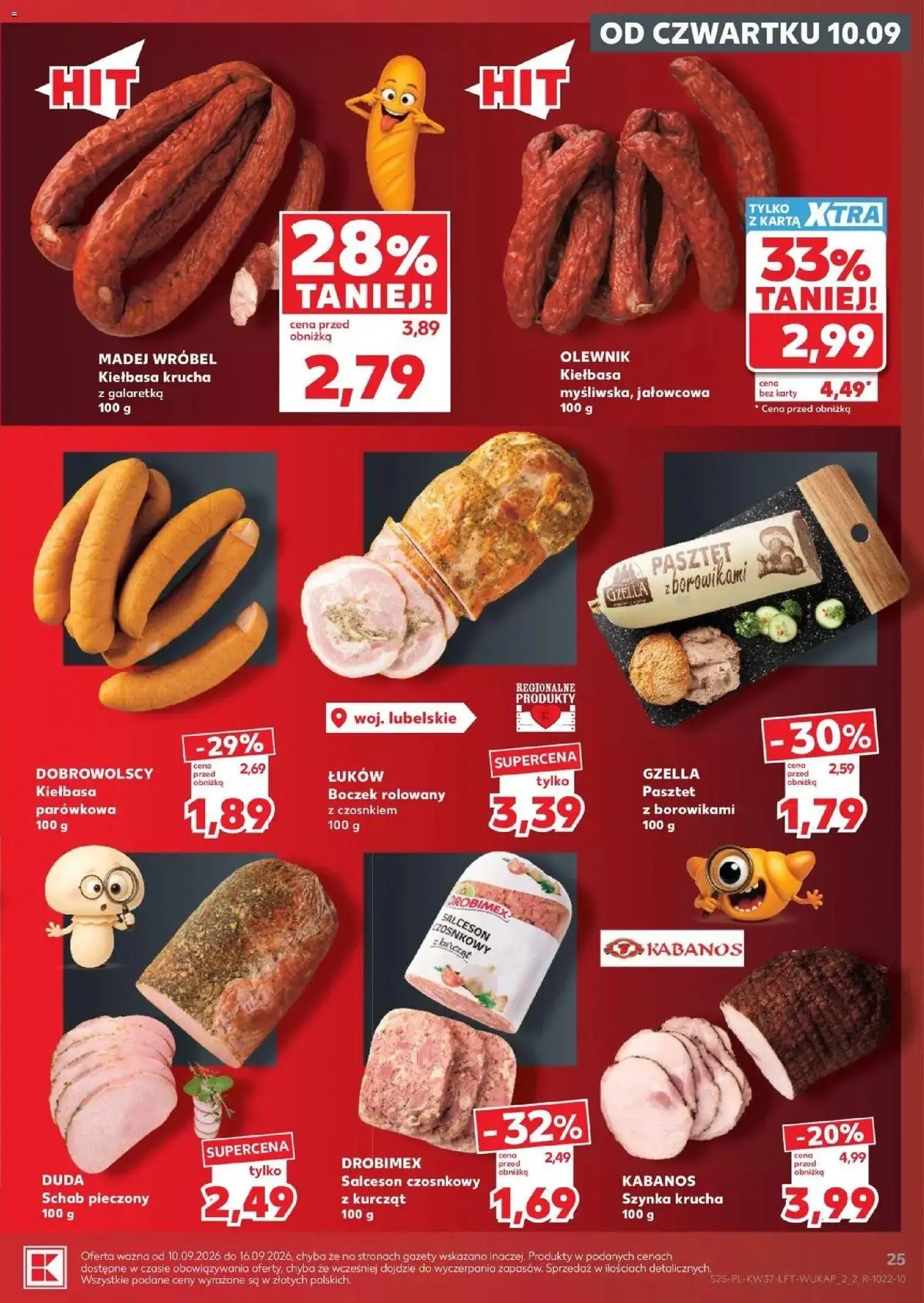 Kaufland gazetka od 10.09.2026 - od jutra PDF | Strona: 25 | Produkty: Kiełbasa, Galaretka, Schab, Schab pieczony