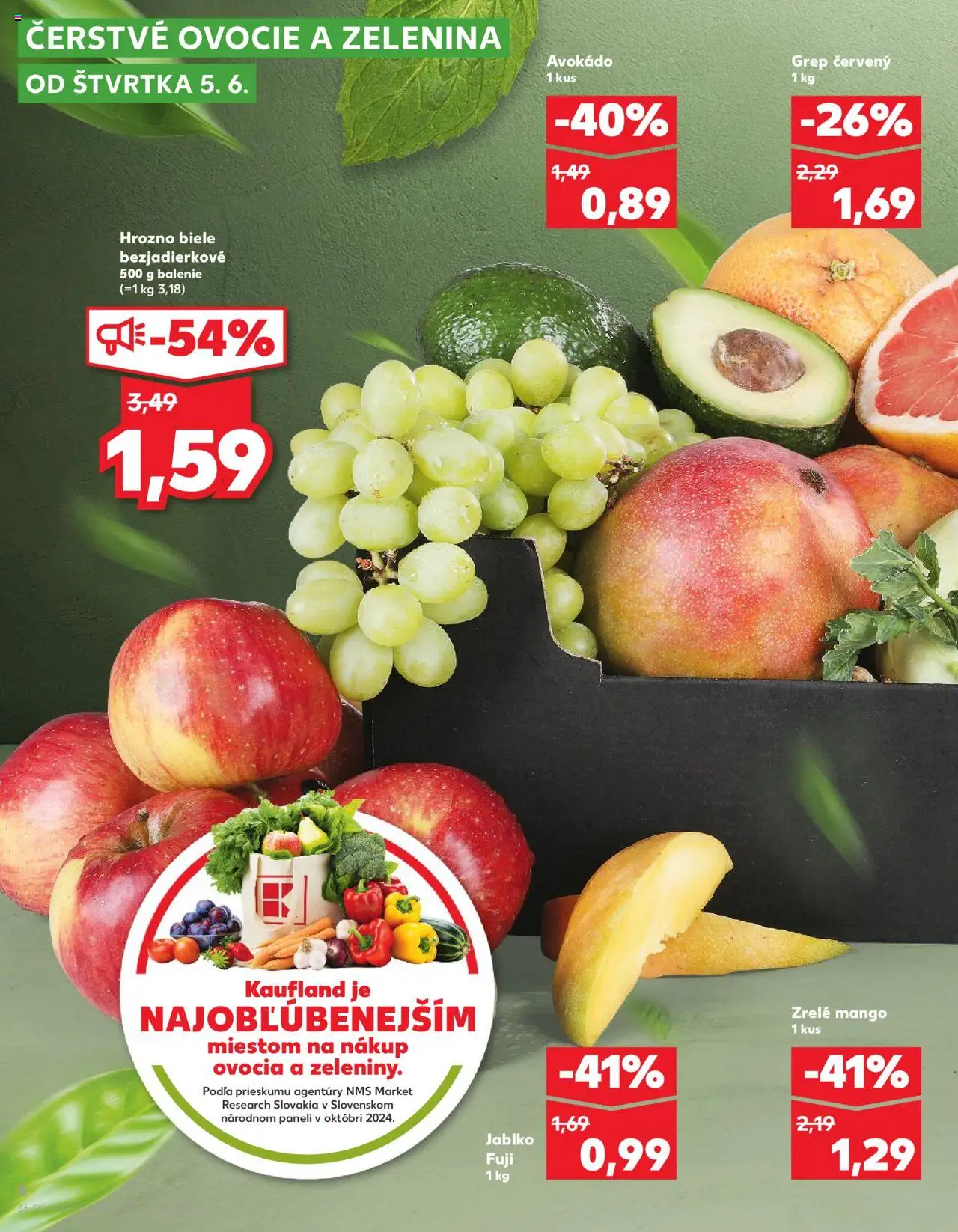 Nové Kaufland akcie – leták je platný od 05.06.2025 | Strana: 6 | Produkty: Apple, Mango, Grep, Ovocie