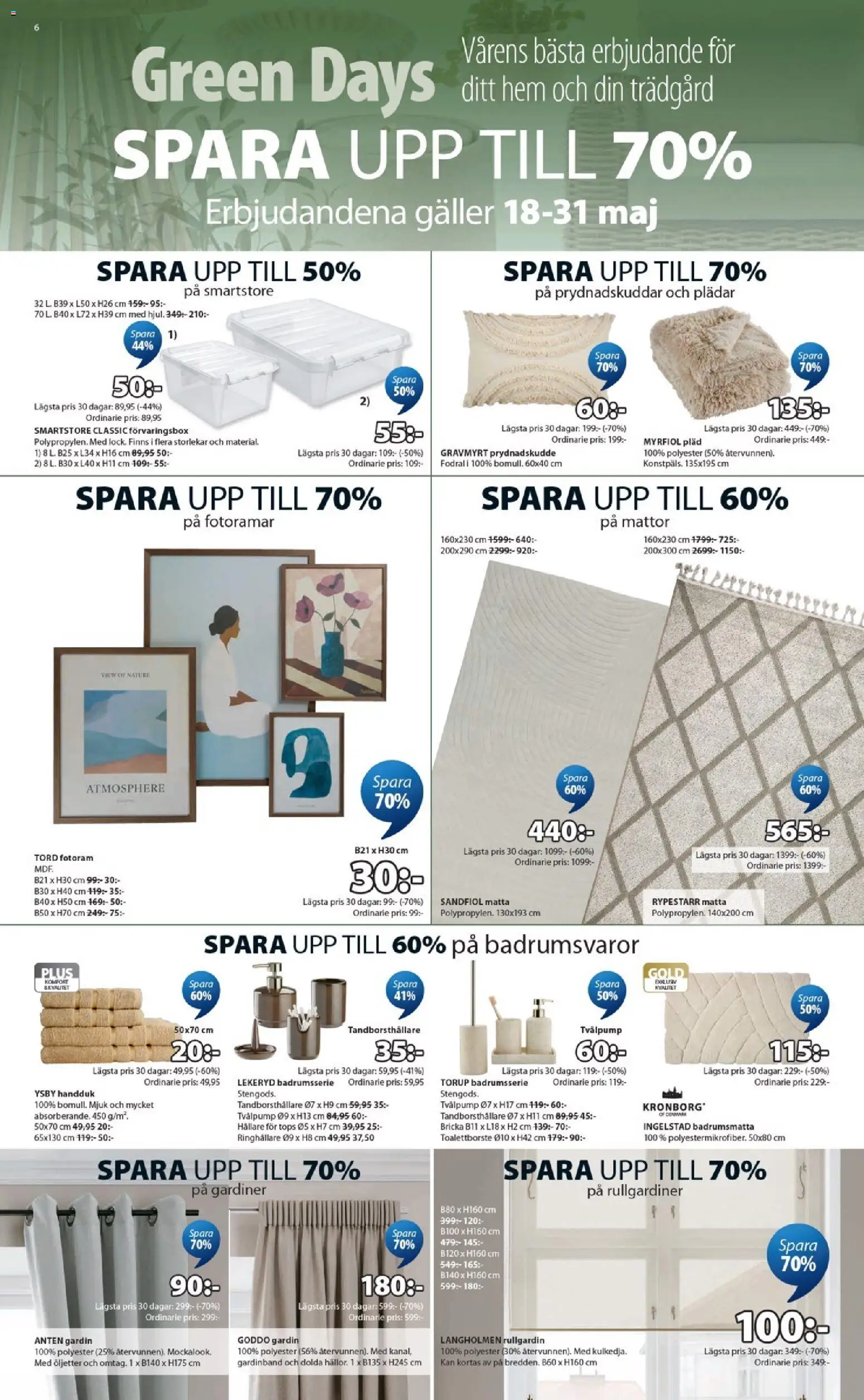 JYSK reklamblad aktuell från 18.05.2026 | Sida: 6 | Produkter: Prydnadskudde, Gardin, Rullgardin, Tops