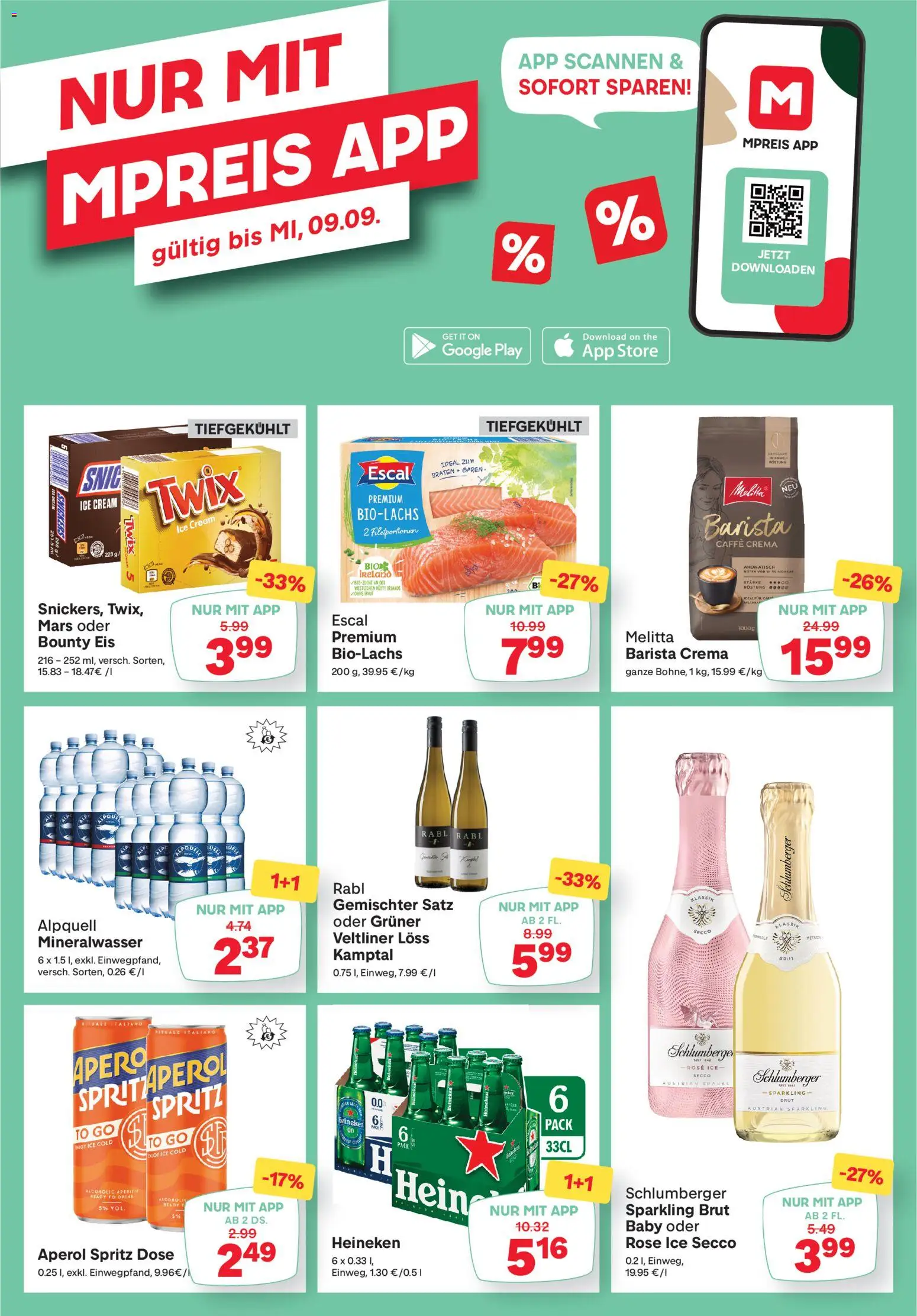 MPREIS Flugblatt gültig ab 27.08.2026 | Seite: 14 | Produkte: Eis, Aperol, Mineralwasser